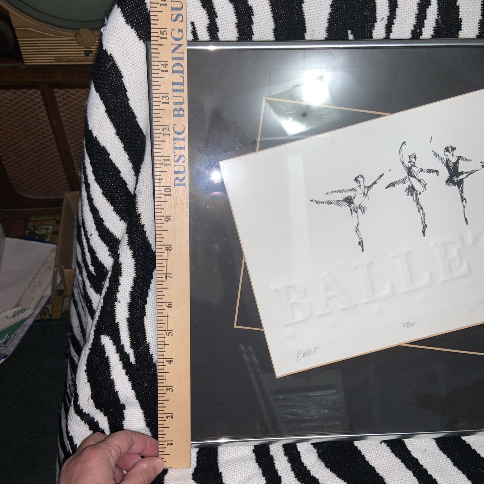 FRAMED EMBOSSED PAPER & INK BALLET 3 BALLERINAS SIGNED NUMBERED 65/135 VOORHEES