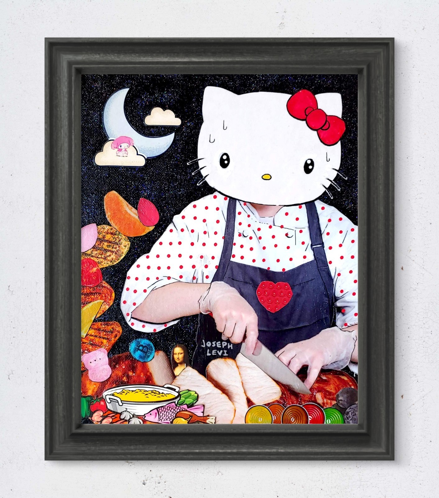 Original 8×10 Mixed Media Sanrio Hello Kitty Painting Canvas Panel Wall Art