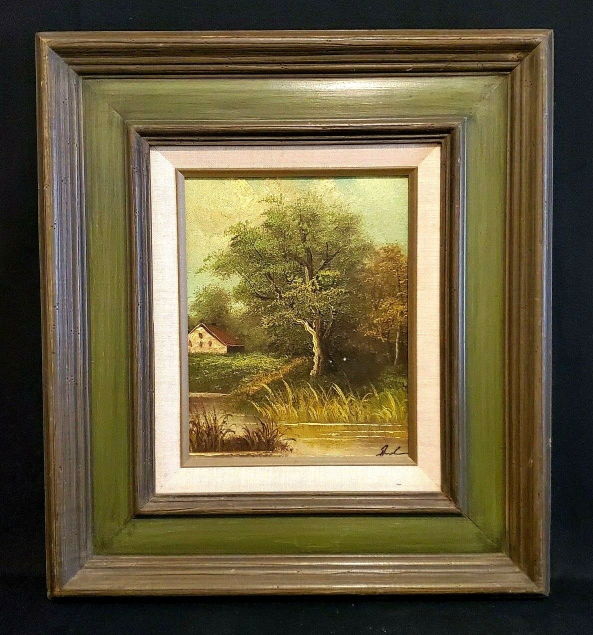 VINTAGE OIL ON MASONITE PAINTING «THE FARMHOUSE» BY ANDREA? DOUBLE FRAME