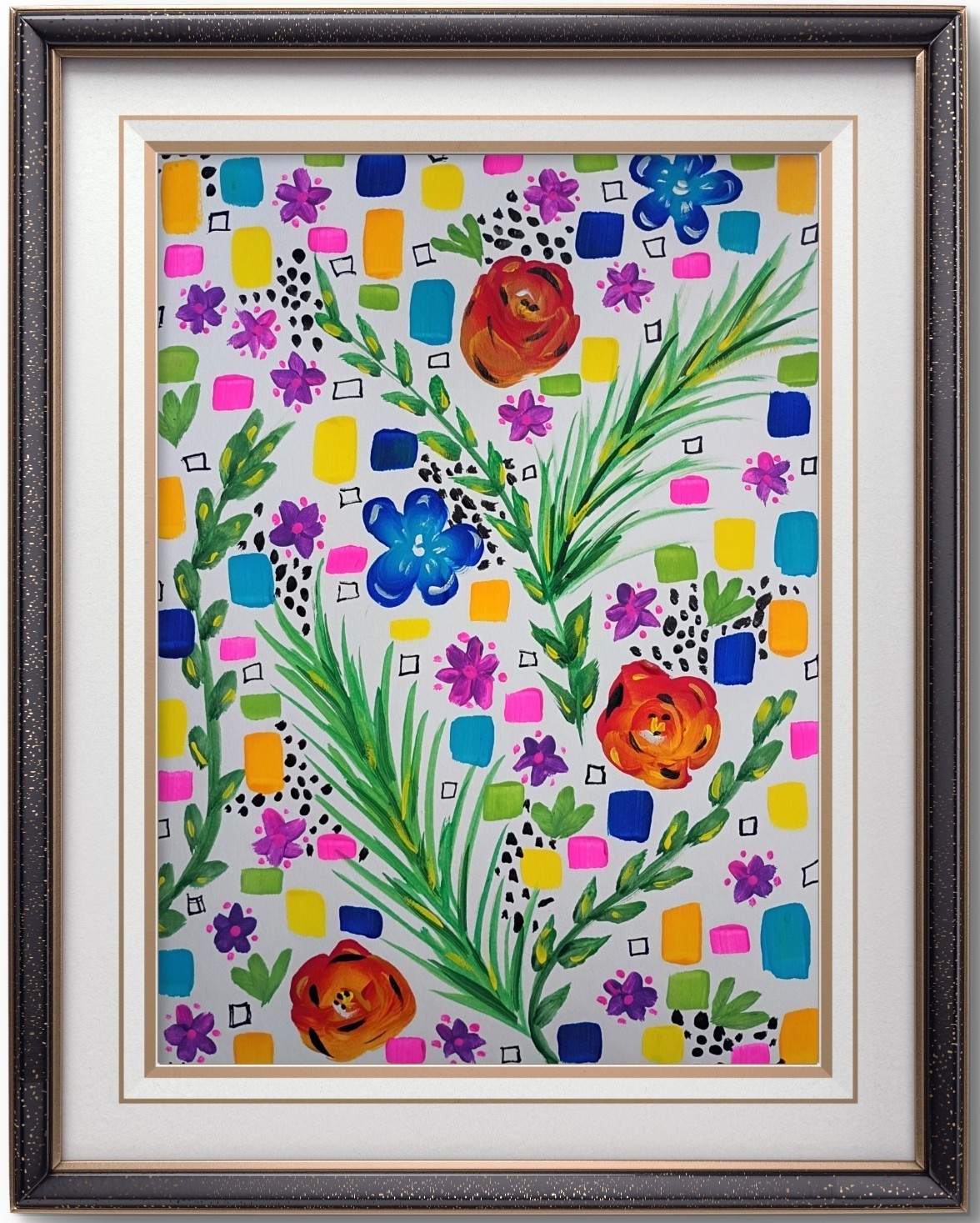 Cheerful Floral 9×12 Thick Watercolor Paper Original Art Abstract Expressionism