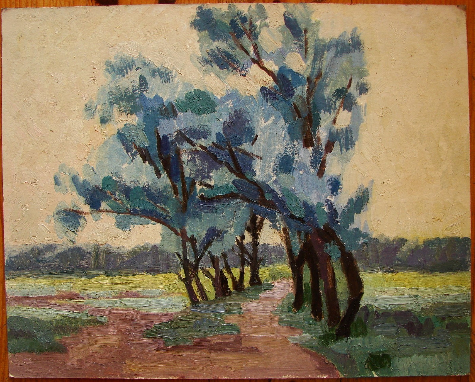 Ukrainian Soviet USSR Oil Painting postimpressionism landscape trees