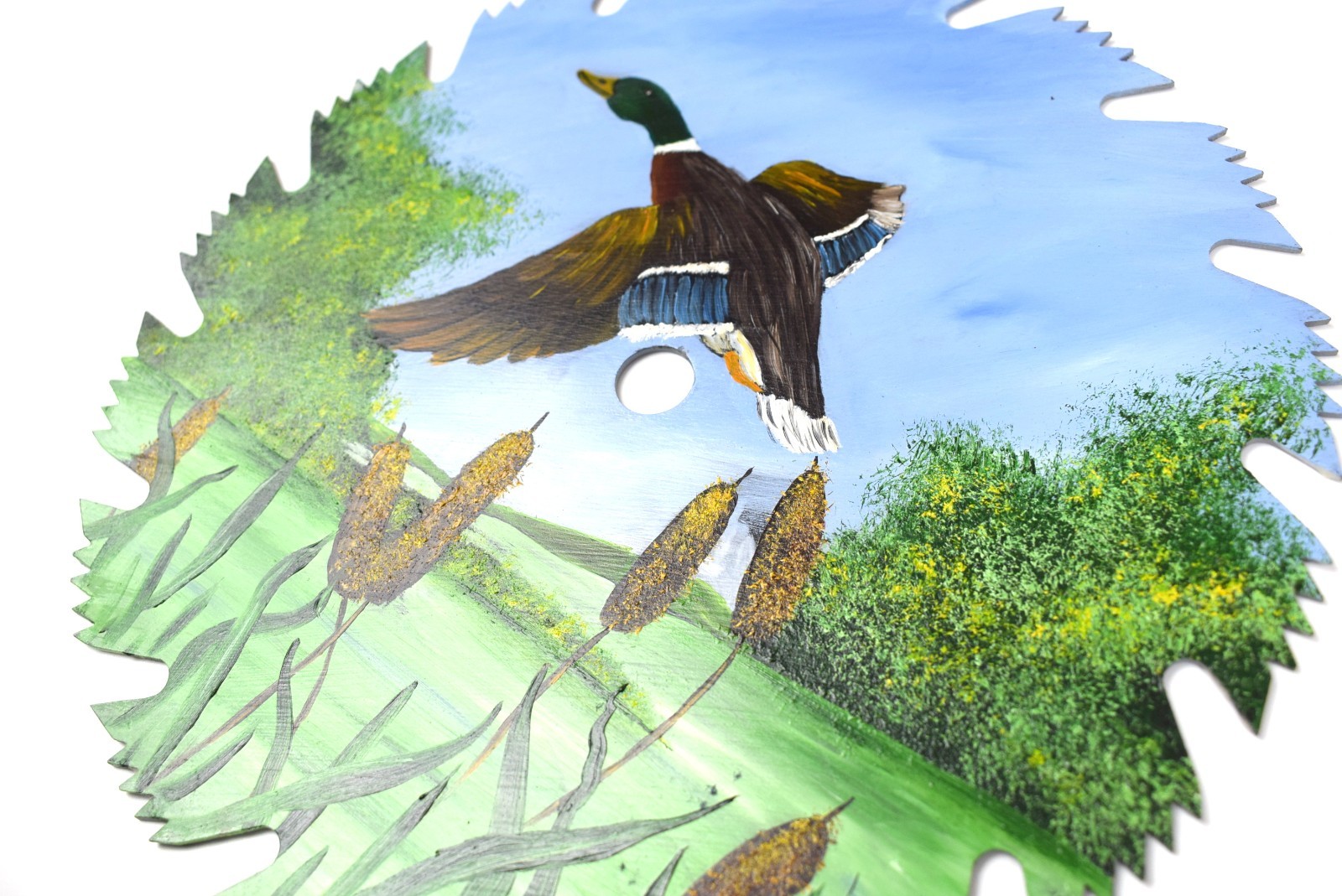 «MALLARD DUCK» Wildlife Art – Handpainted on Circular Saw Blade – Signed * USA
