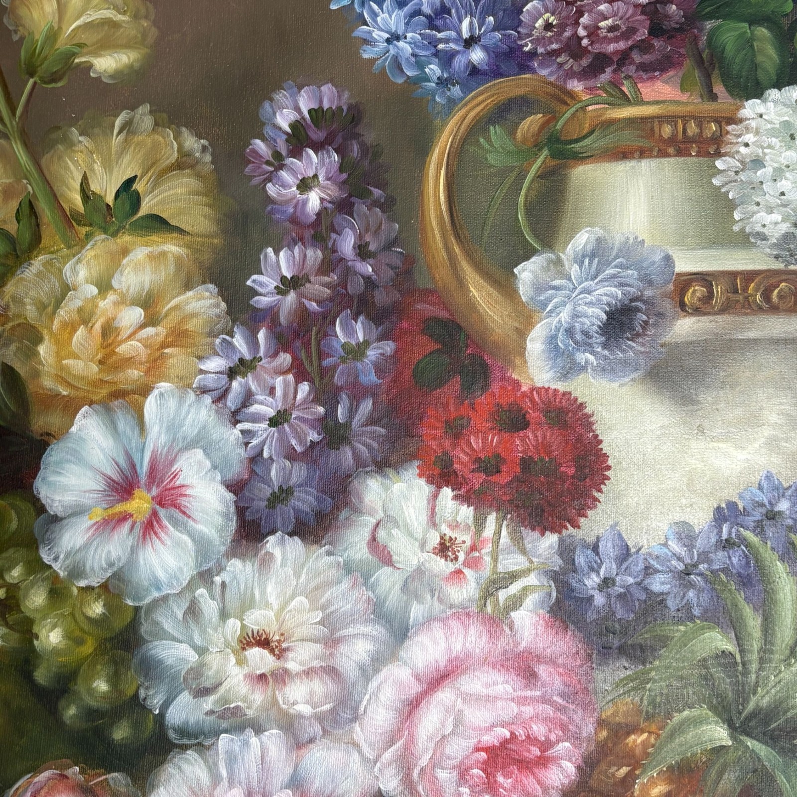 Vintage Floral Still Life Oil Painting Framed 24″ X29″