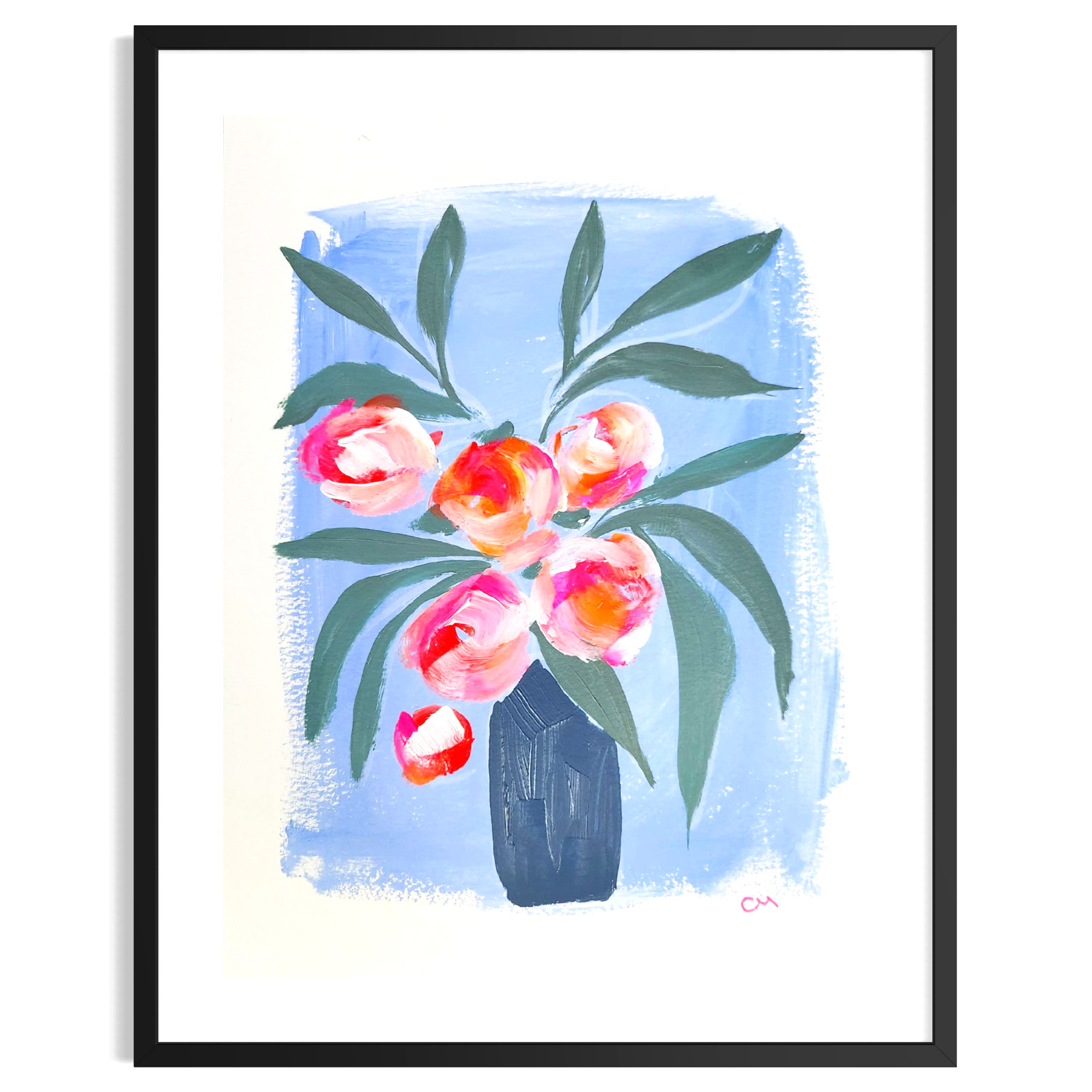 Original Abstract Botanical 9×12 Floral Painting Acrylic Wall Art Home Decor