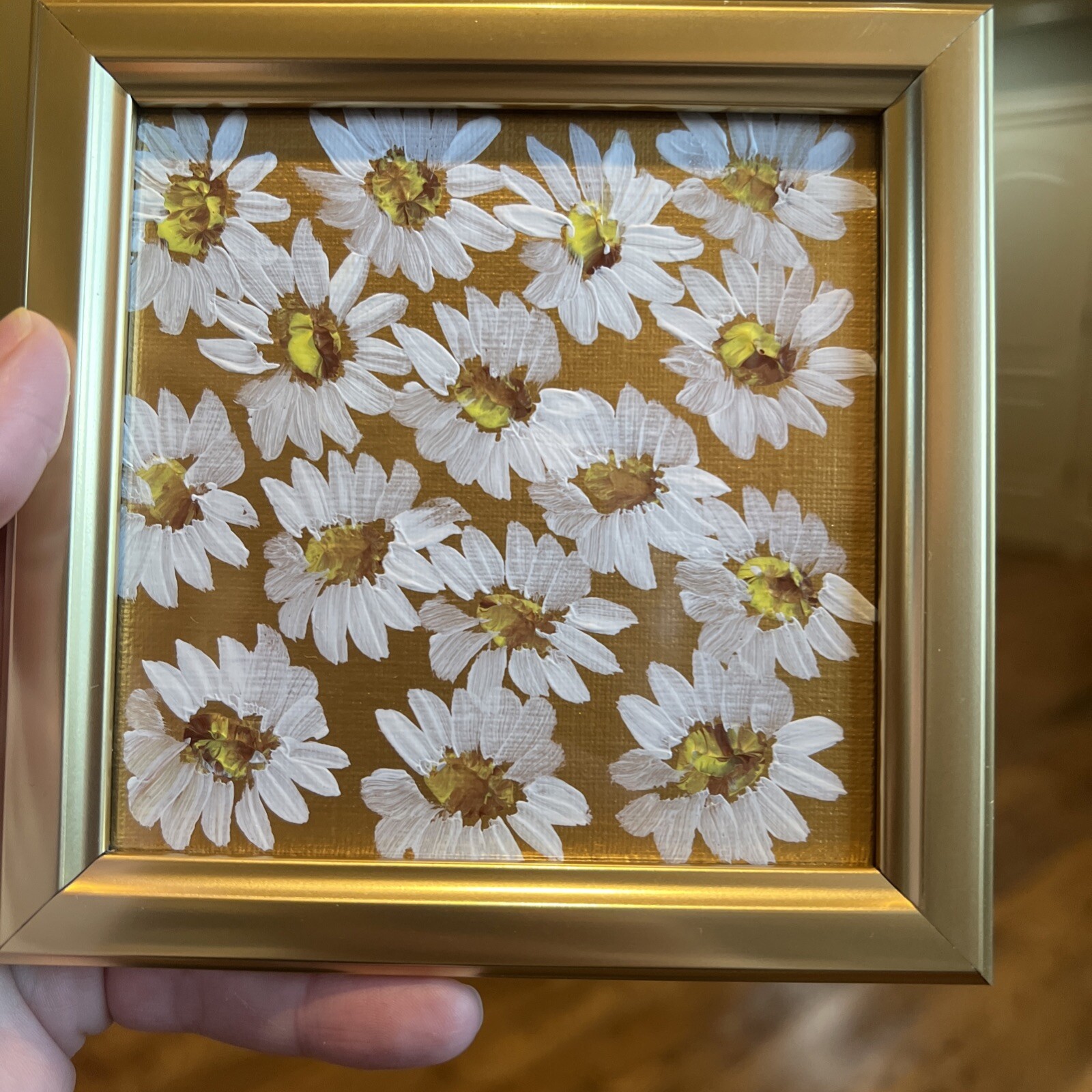 Daisy,flowers , original,miniature Painting,small,mini, Framed