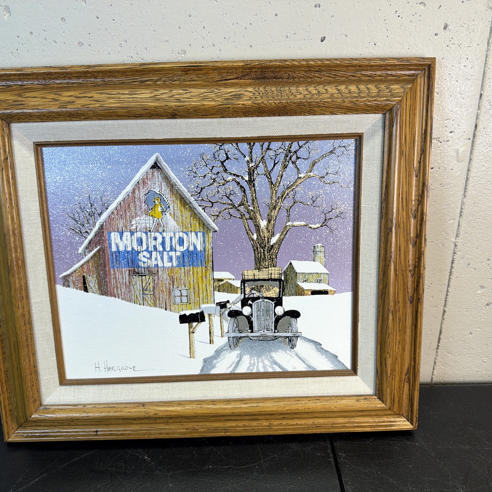 H. Hargrove Original Oil Serigraph Painting 12”x 14”Morton Salt Certifiedp