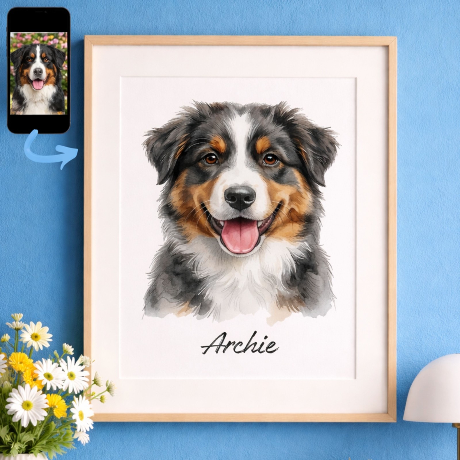 Custom Portrait from Your Photo – Pet – Watercolor Painting 8×10 inch
