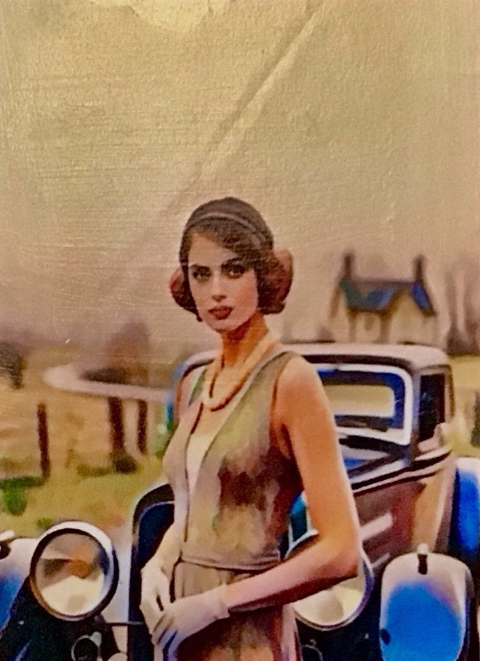 ACEO Art Deco Limited Edition Signed Print Roaring 20s Flapper Woman Automobile
