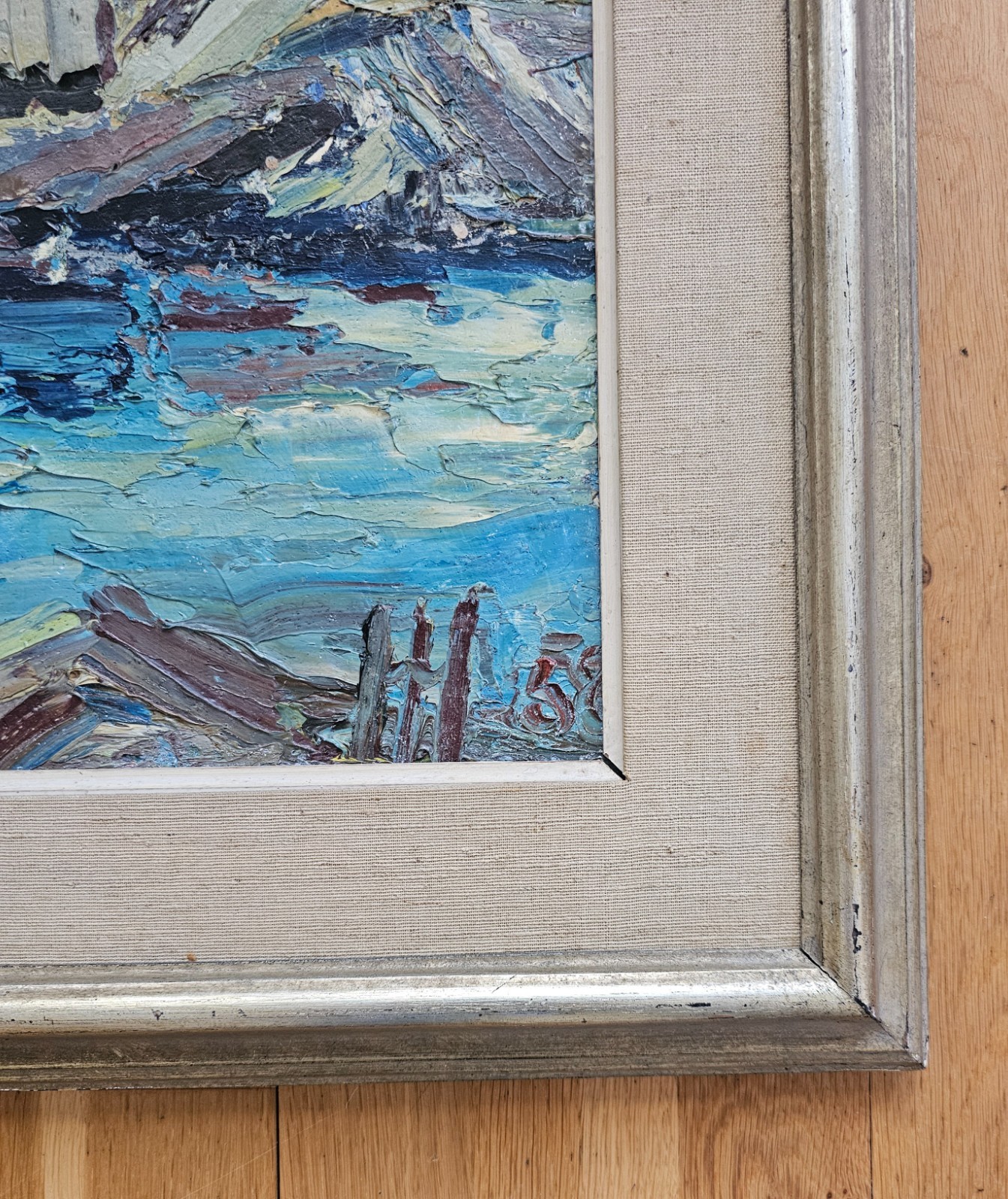 ORIGINAL MID CENTURY SCANDINAVIAN COASTAL OIL PAINTING NORDIC SEASCAP SIGNED -5?