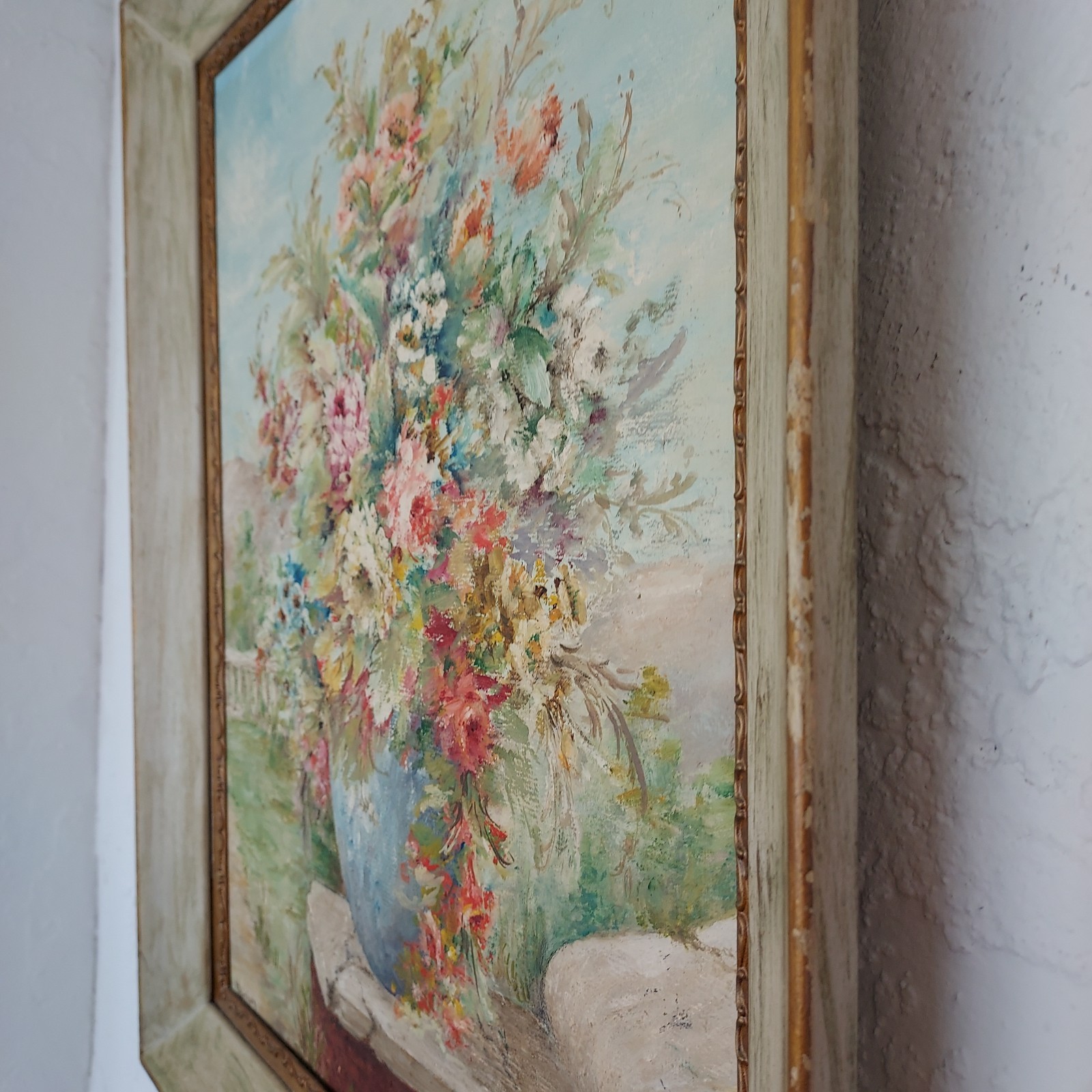 Gorgeous Rare Original Victorian Flowers Oil Painting Signed Harrison
