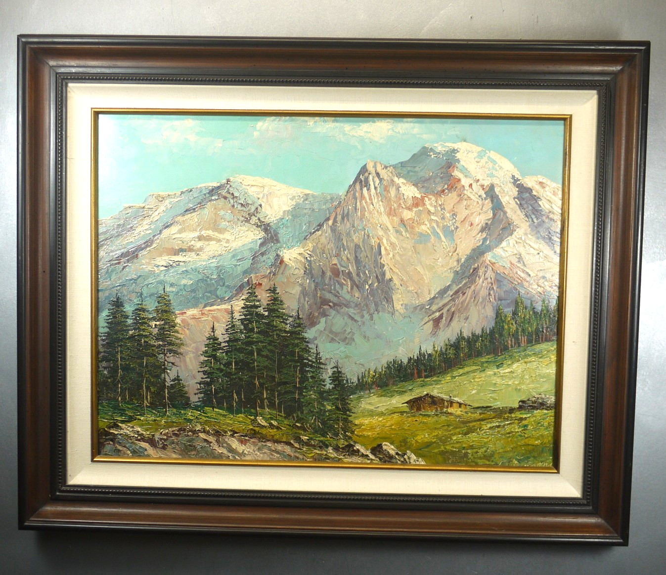 VTG Alpine Landscape OIL Painting Alps Switzerland Germany Austria ART 1950s