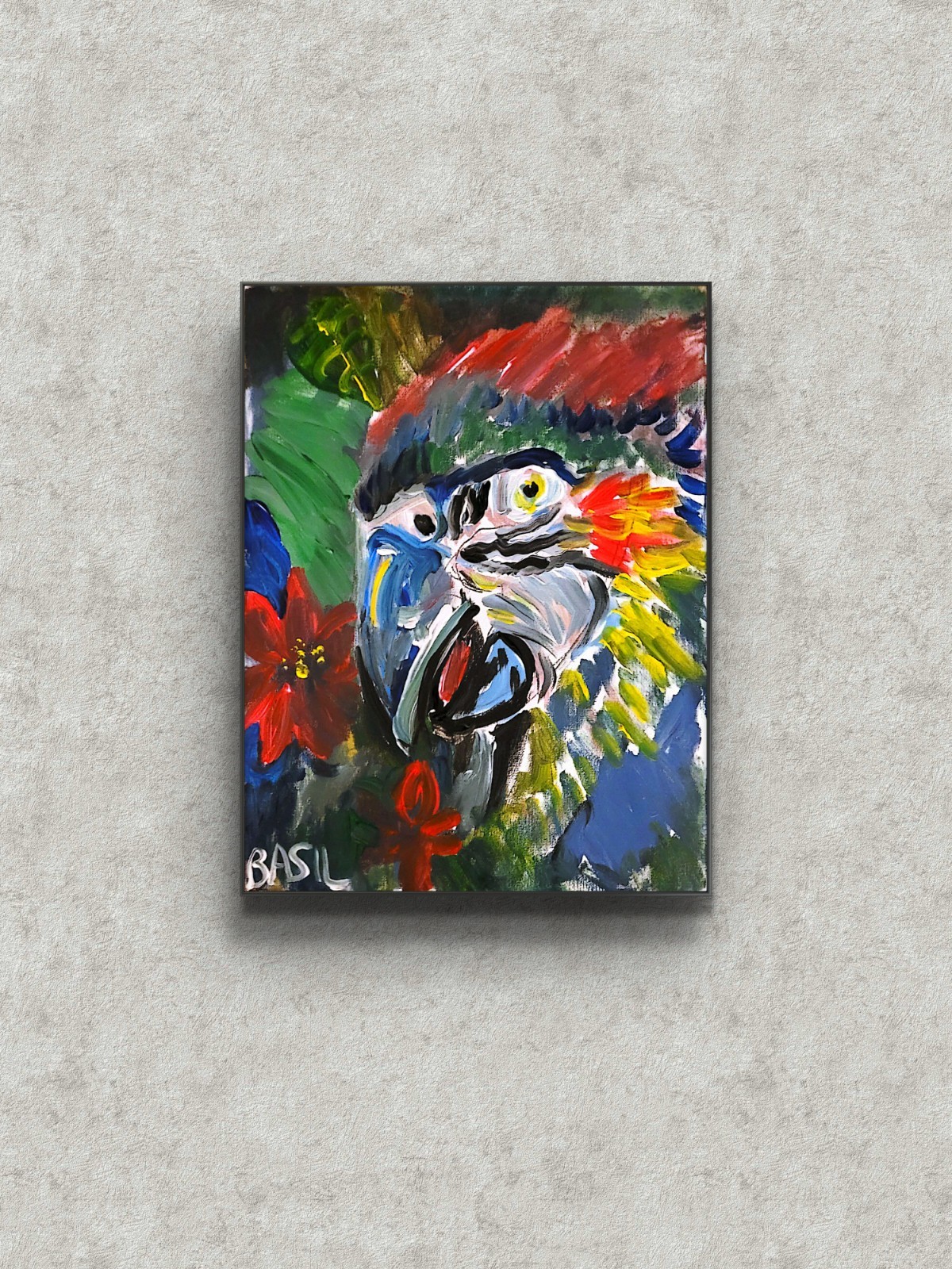 Parrot Unique Abstract Expressionism Wall Art Canvas Board 11×14