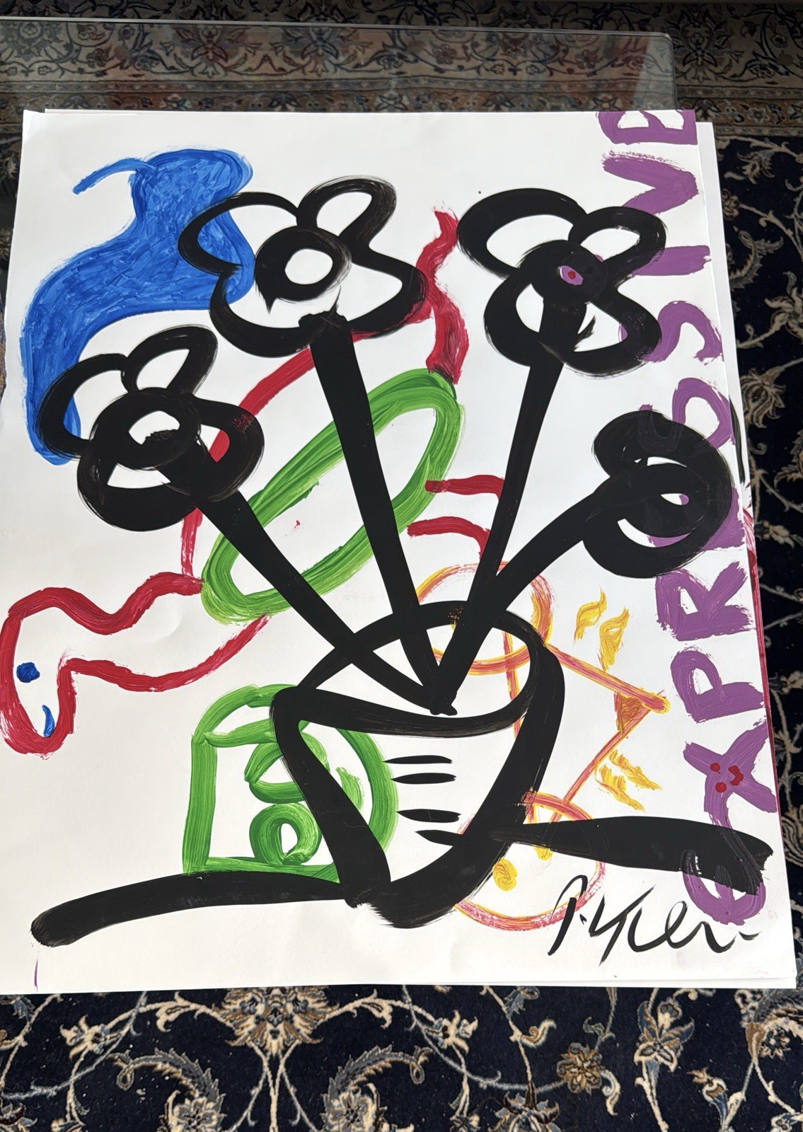 Peter Robert Keil – Acrylic EXPRESSIVE FLOWERS On heavy Artist Paper 22”x28”