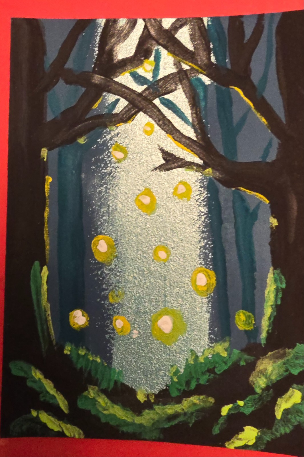 ACEO Original Gouache Forest Painting 2.5×3.5