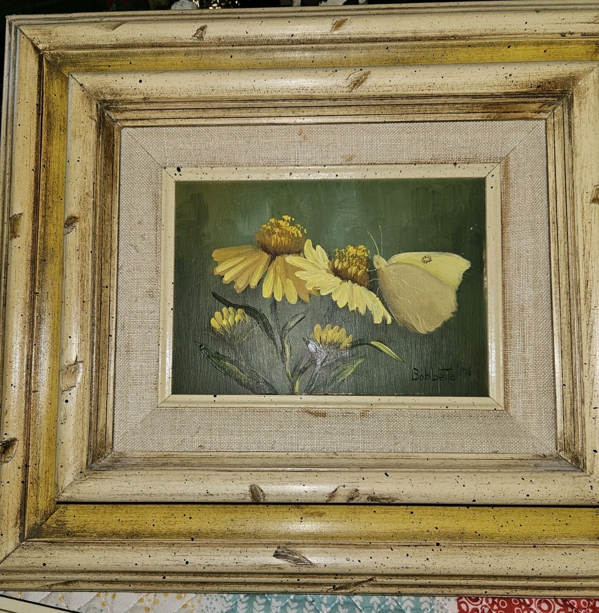 VTG 1976 Original Oil Painting On Board Framed & Matted Signd Bobbette 12 X 14.5