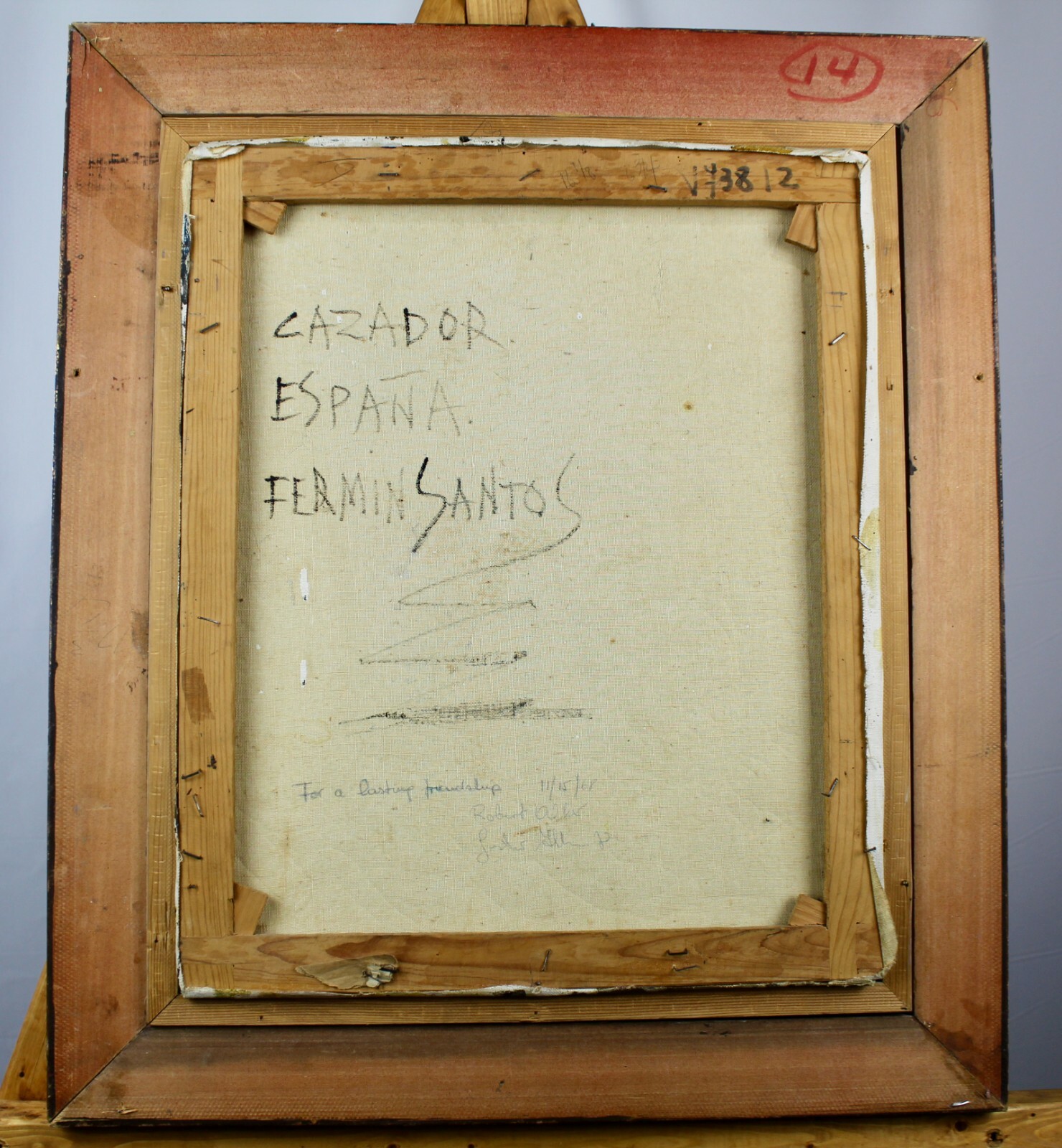 ORIGINAL FERMIN SANTOS SIGNED PORTRAIT, CAZADOR ESPANA