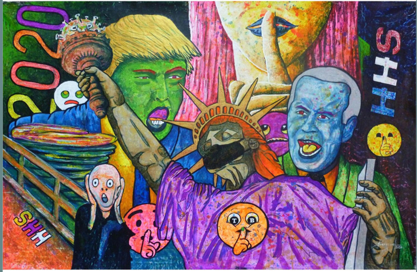 Danger of Freedom / YOVANNY SARACUAL / Acrylic in Canvas / 38 x 60 inches / 2020