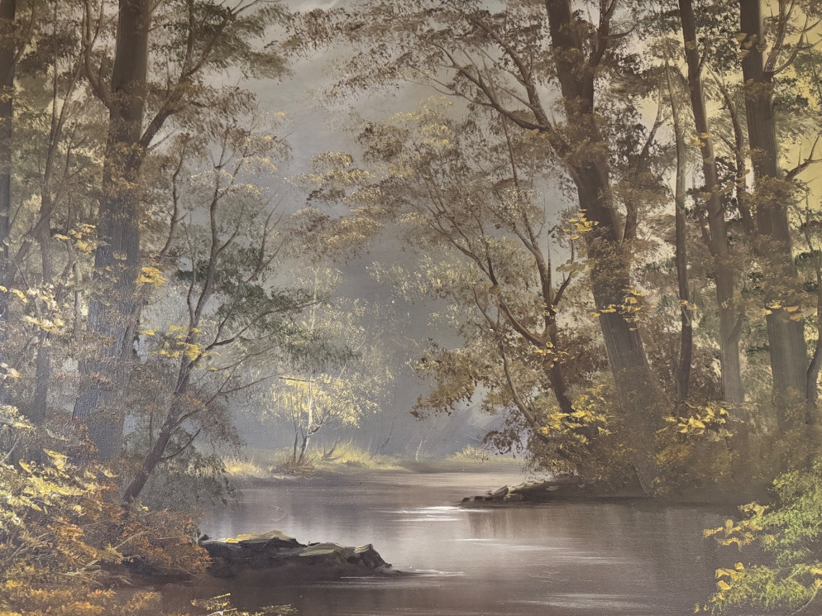 Deep In The Forest Ornate Wood Framed Oil Painting By De Ong 43″ x 31″