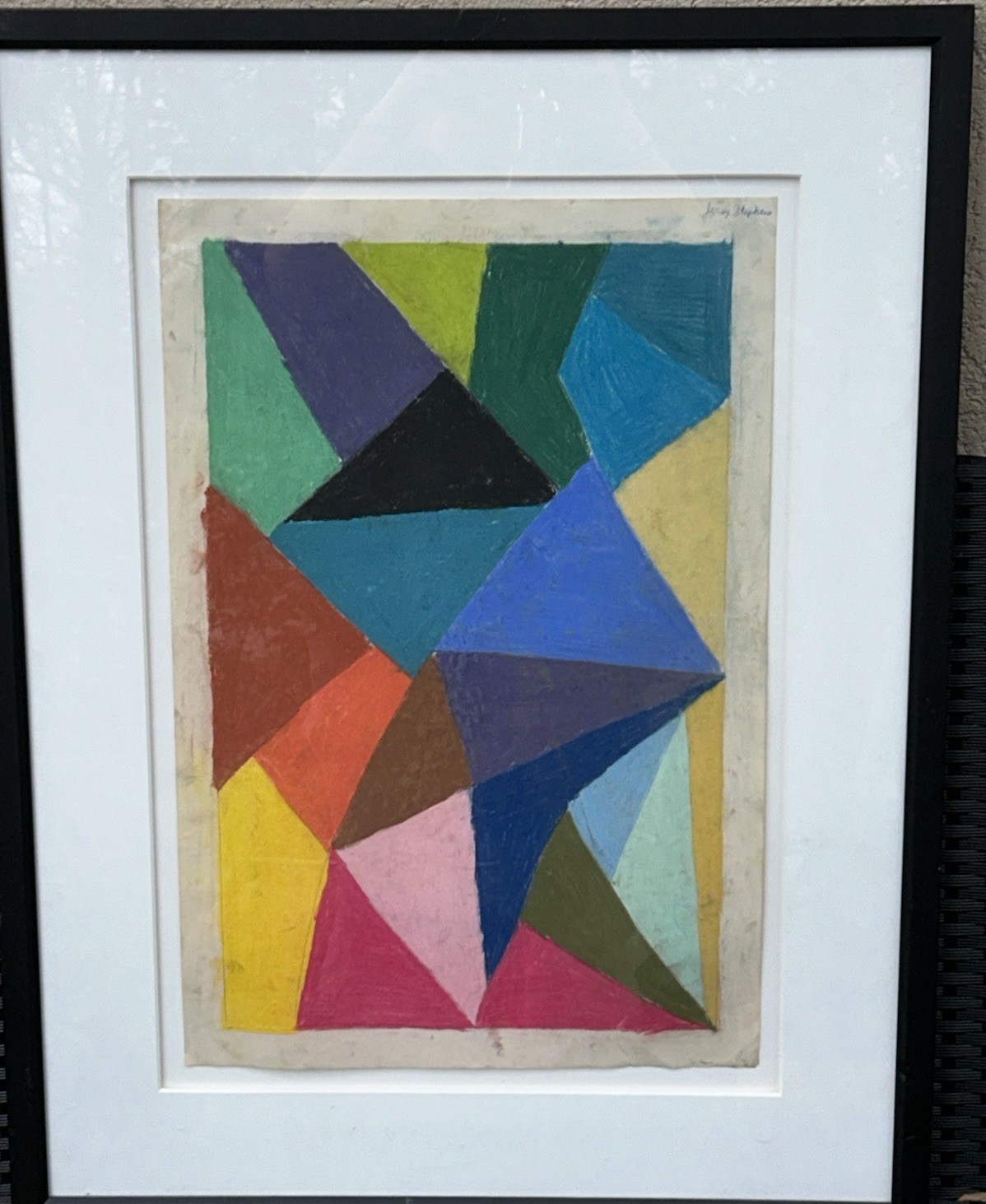 VTG Original Abstract Kaleidoscope Pastel Jerry Stephens Framed 22.25×29.25