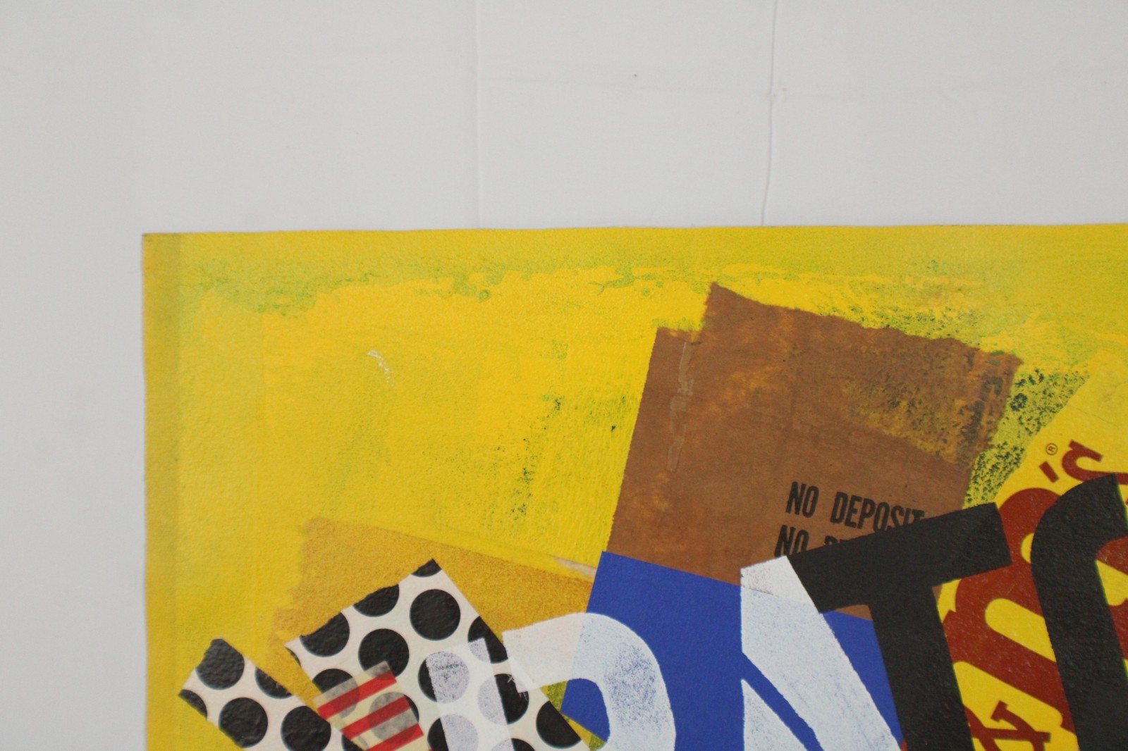 Mid Century Collage Abstract Style Oil Painting On Canvas Signed Jon Henry