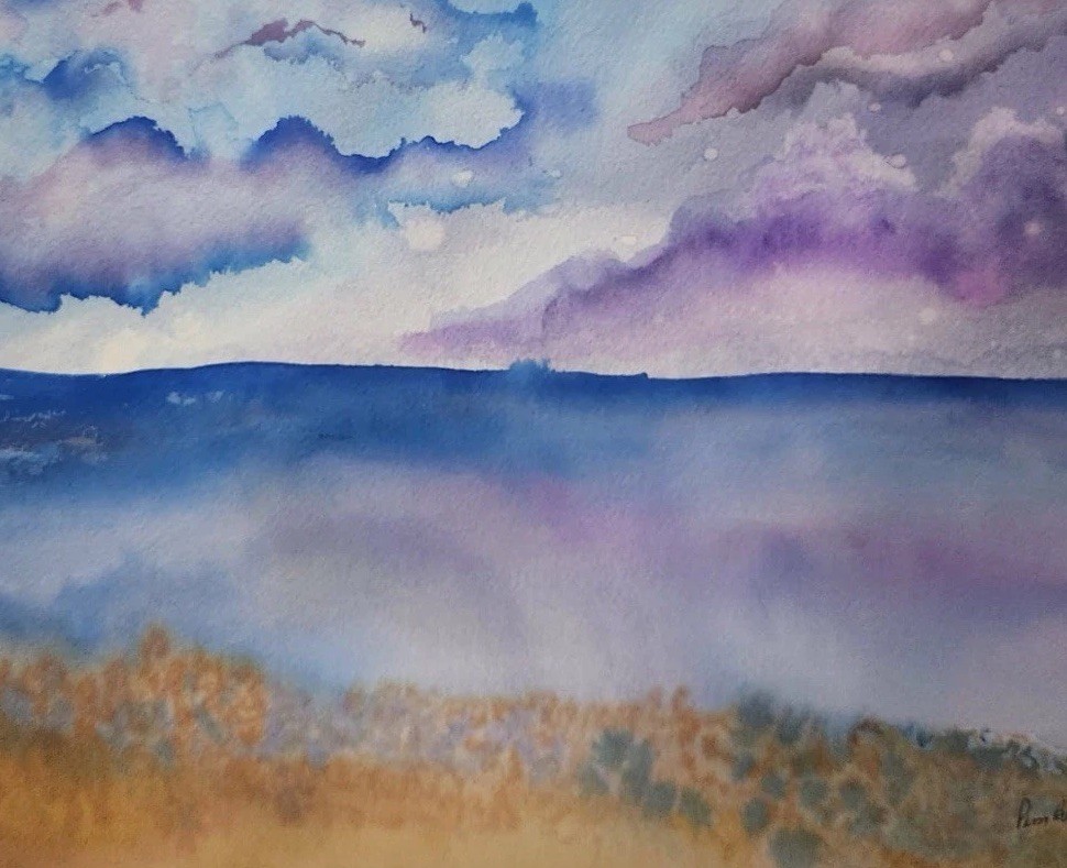 Pam Bible Abstract Colorful Modern Unique Bold Art Watercolor Mixed Media Paper
