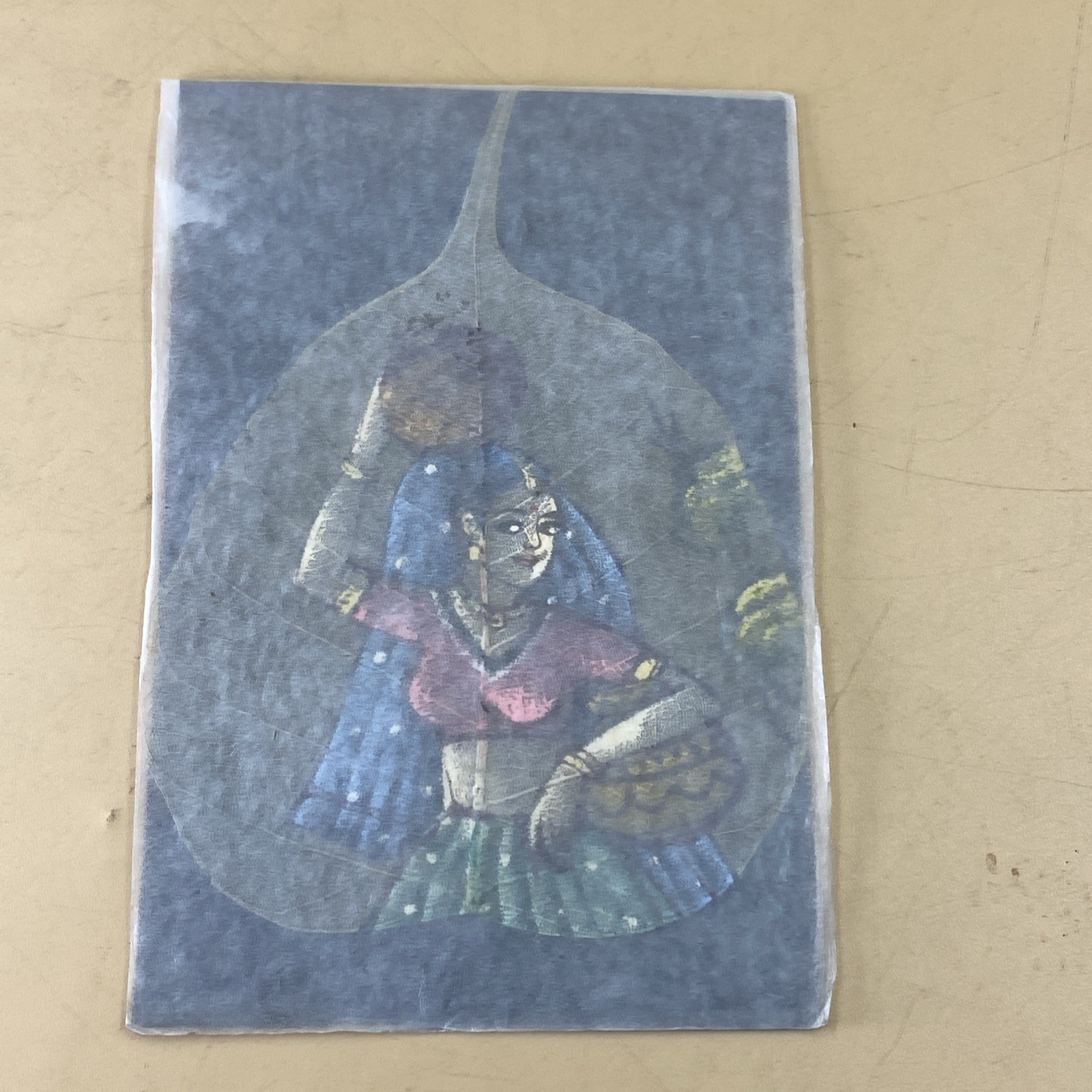 Indian Leaf Paintings Hand Painted / Traditional Indian Women With Water Jar/5’’