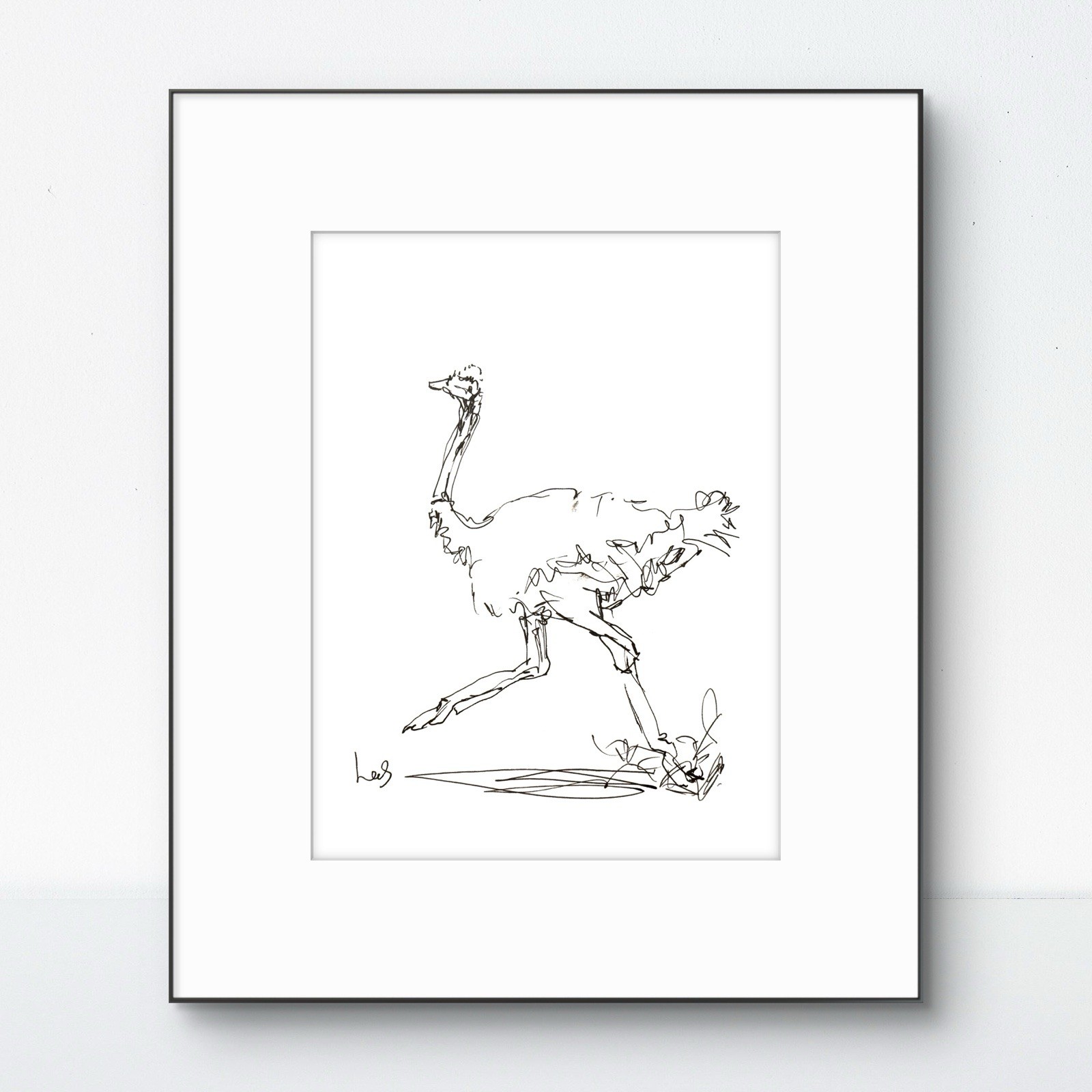 Original Abstract 9×12 Ostrich Paper Ink Expressive Handmade Signed WallArt 25