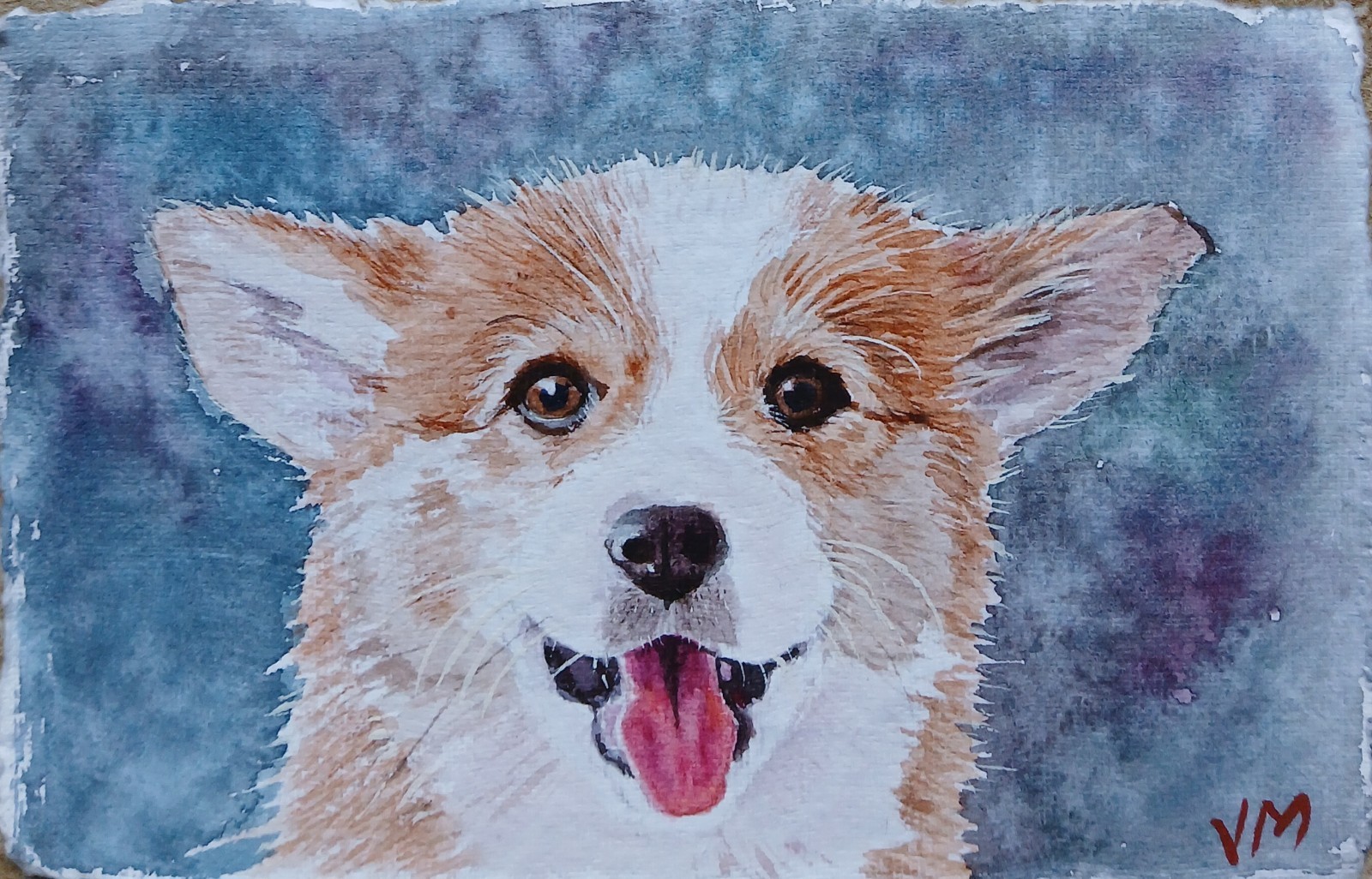 Original Small Watercolor Painting 6″ x 4″ Funny Dog NOT A PRINT