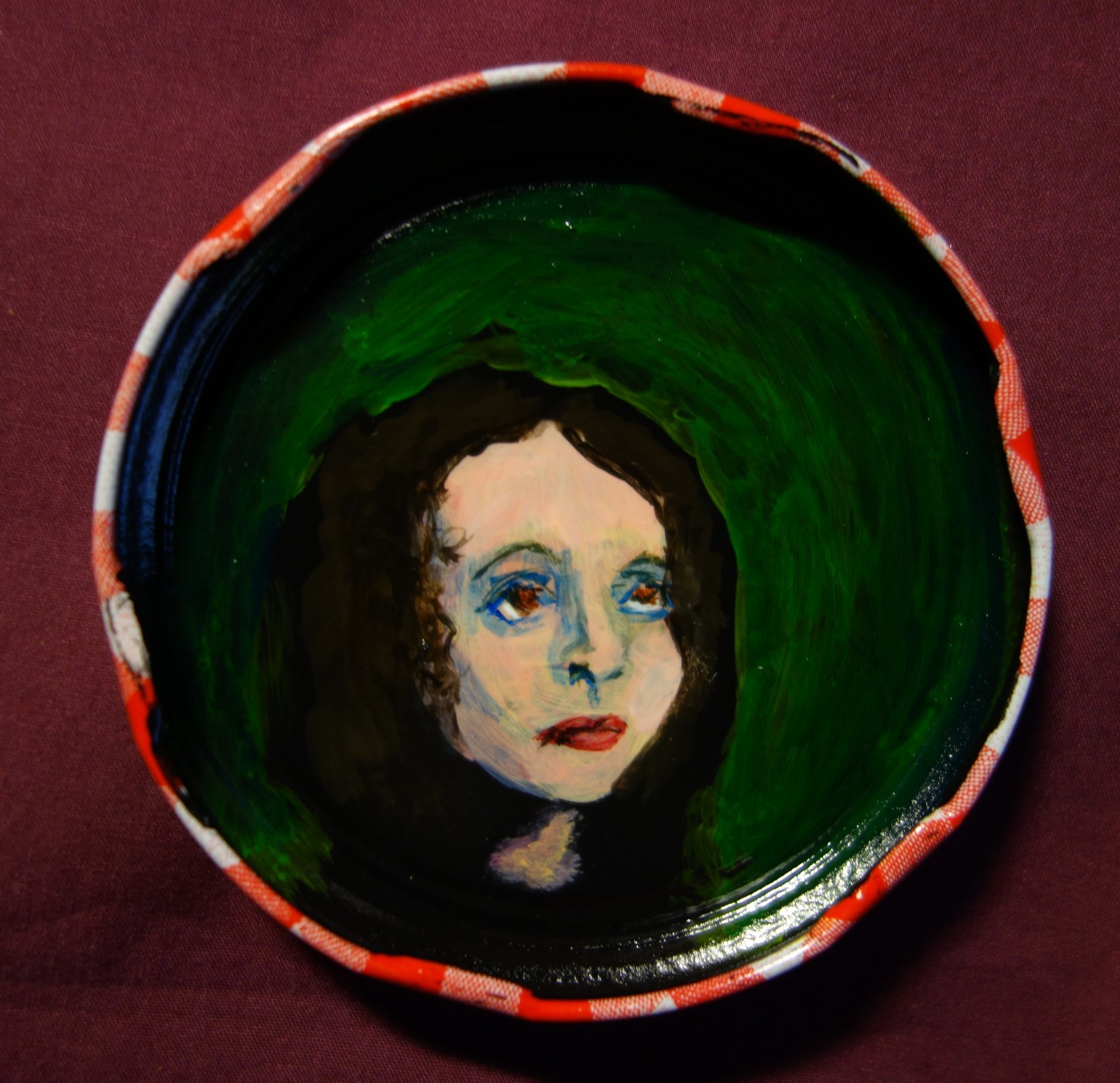 JOYCE CAROL OATES Jam Jar Lid Portrait, New Orleans Outsider Folk Art PETER ORR