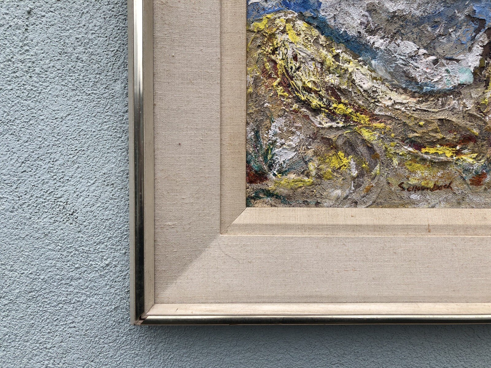 Signed Scheenbach Colorful Mid Century Oil On Artist Board 16” X 18”