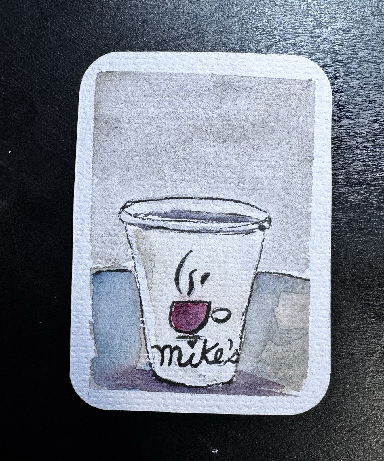 Original ACEO Coffee To Go With Logo By KatBergman 2.5×3.5