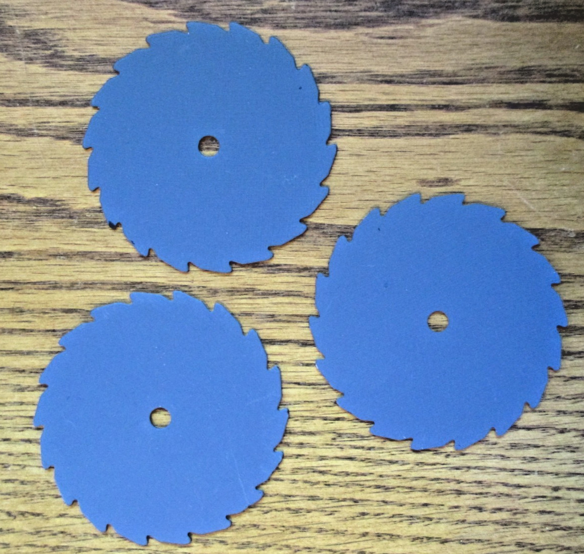 Lot of 3 Miniature 3” Sawblades Saw Blade – Decor – Blue – Ready to Finish