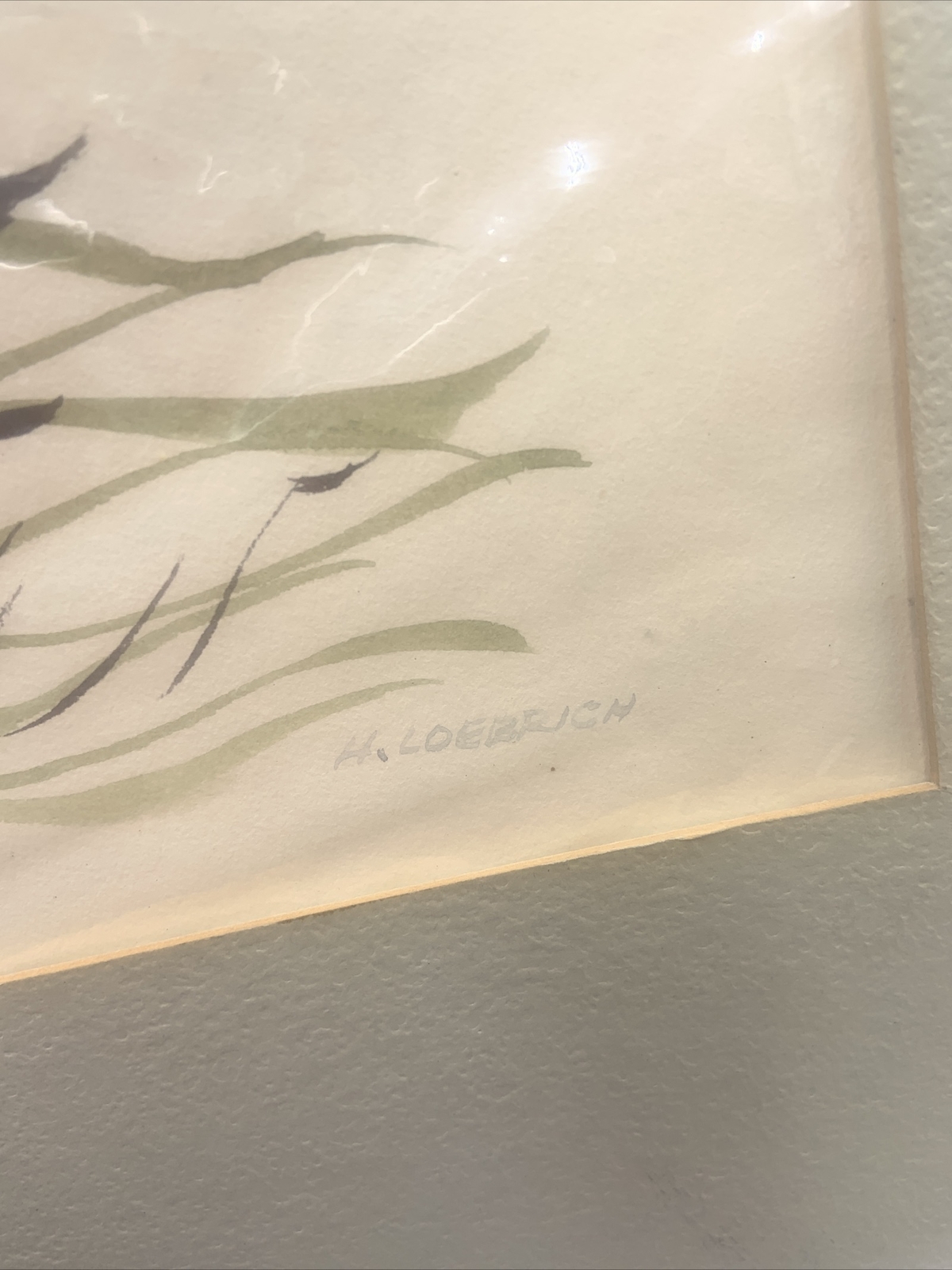 Vintage Watercolor Iris Flowers Signed Art H. Loebrich New York Ready to Frame