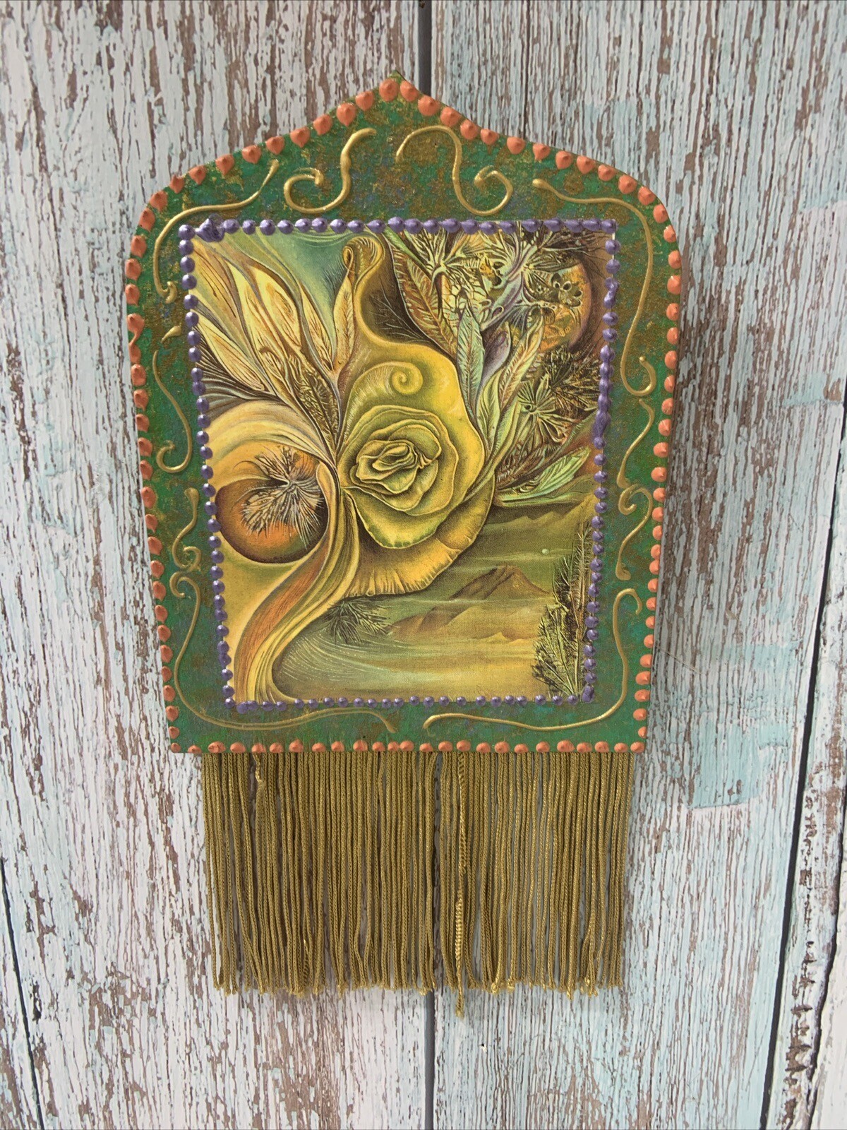 Lori Felix Original Sacred Circles Hand Painted Oil On Wood Painting Rare Signed