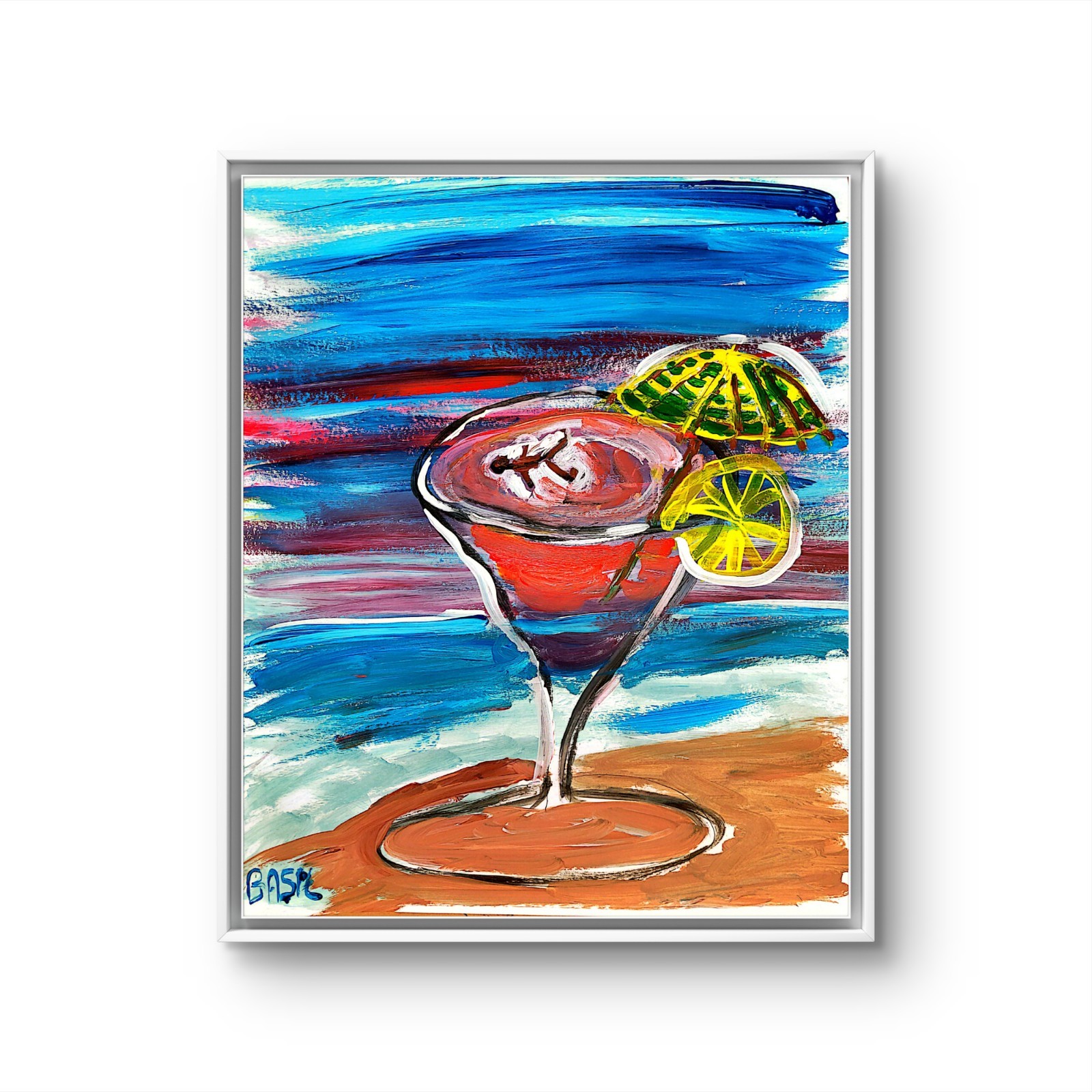 Tropical Float Drink Abstract Expressionist Original Painting 11×14 Paper