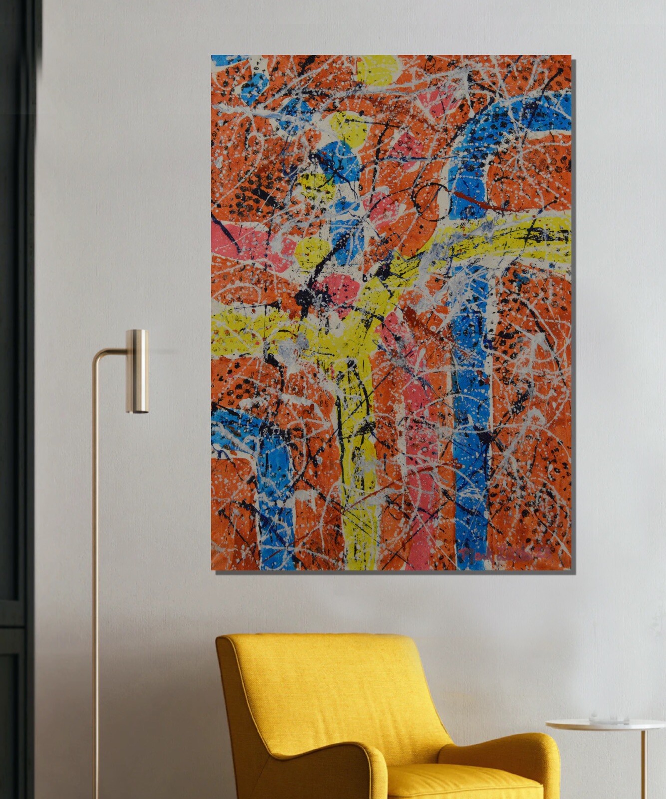 64”X44” Mark Little original canvas ￼painting OOAC Acrylic,Abstract, Action XL