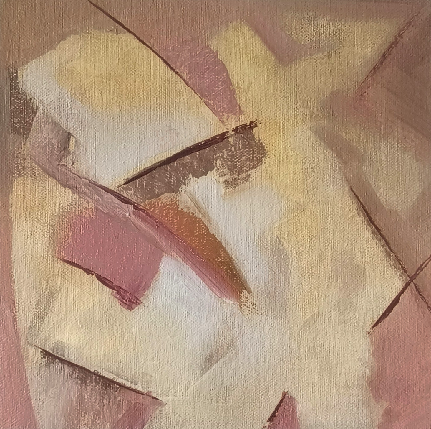 Warmth and Structure, Original Abstract Oil Painting Framed Modern Geometric Art