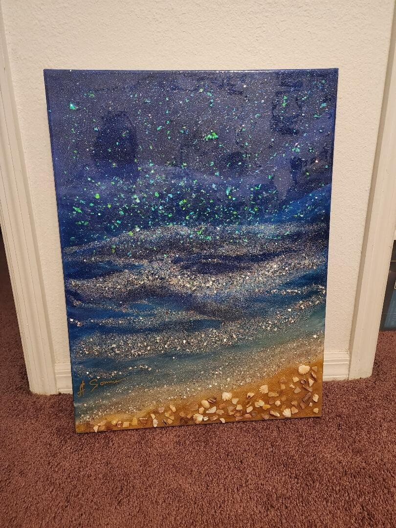 Original Acrylic painting on canvas hand painted 18×24 – Glass, Resin