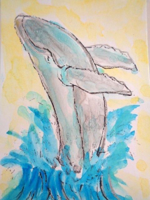 ACEO Sealife WHALE Painting Art