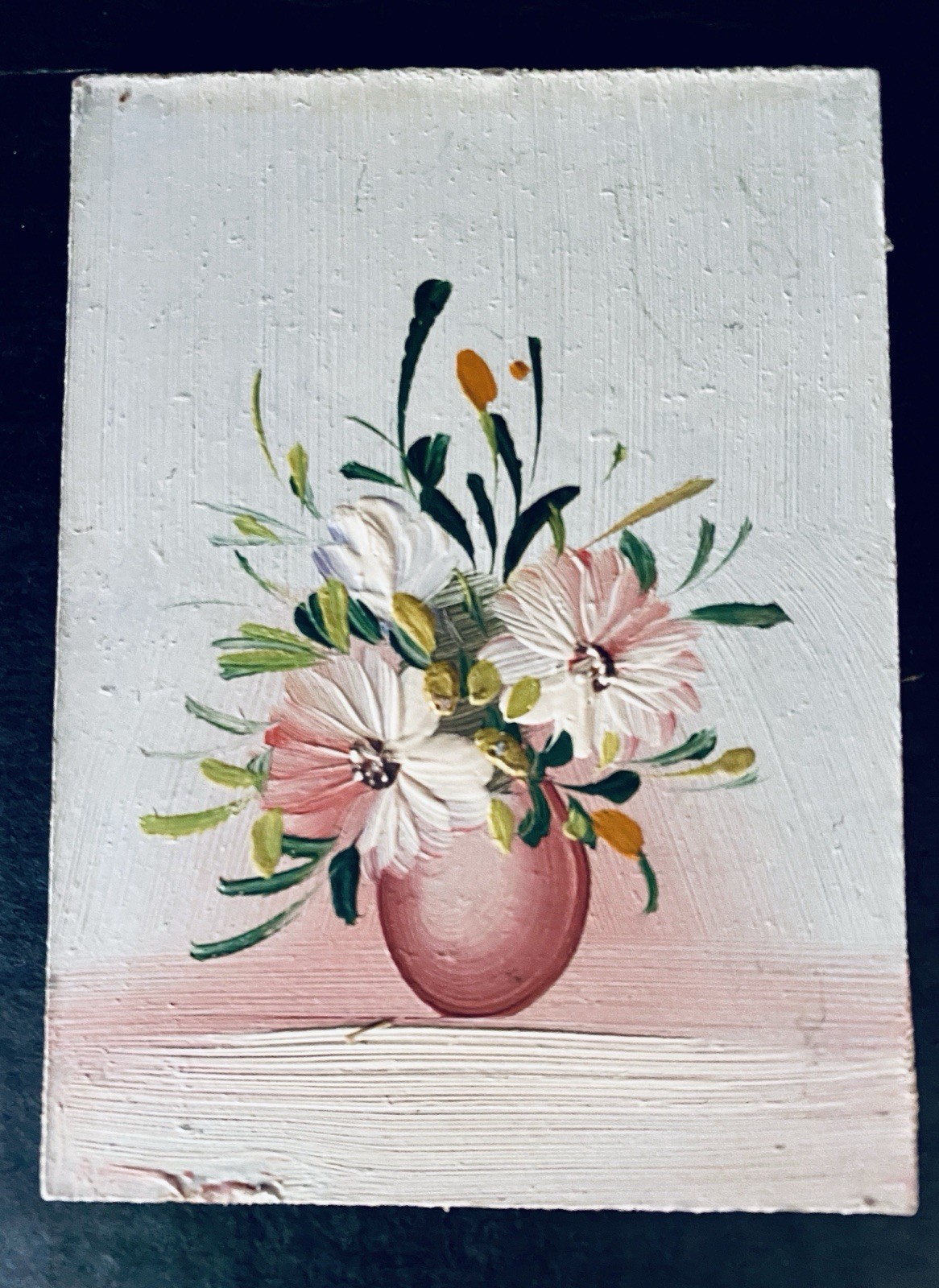 Vintage Oil Painting On Wood 4.75”X3.5”