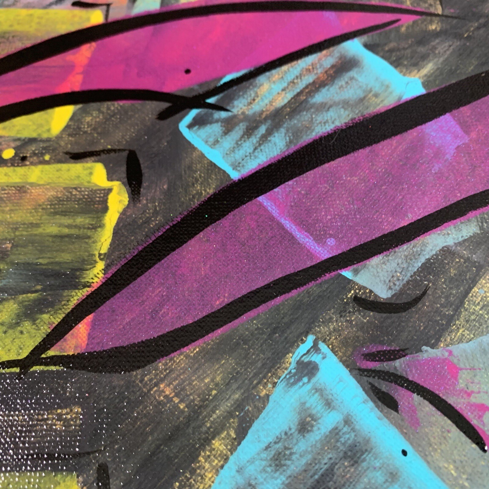 Original 11” X 14” Abstract Graffiti Style Art Acrylic Painting On Canvas Panel