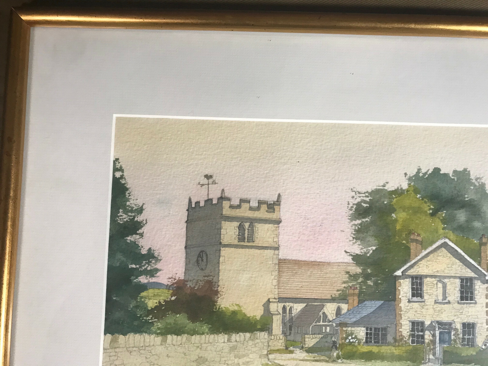 Lawrence E Donnison (b1938) «Village Landscape» Watercolor Painting – Framed