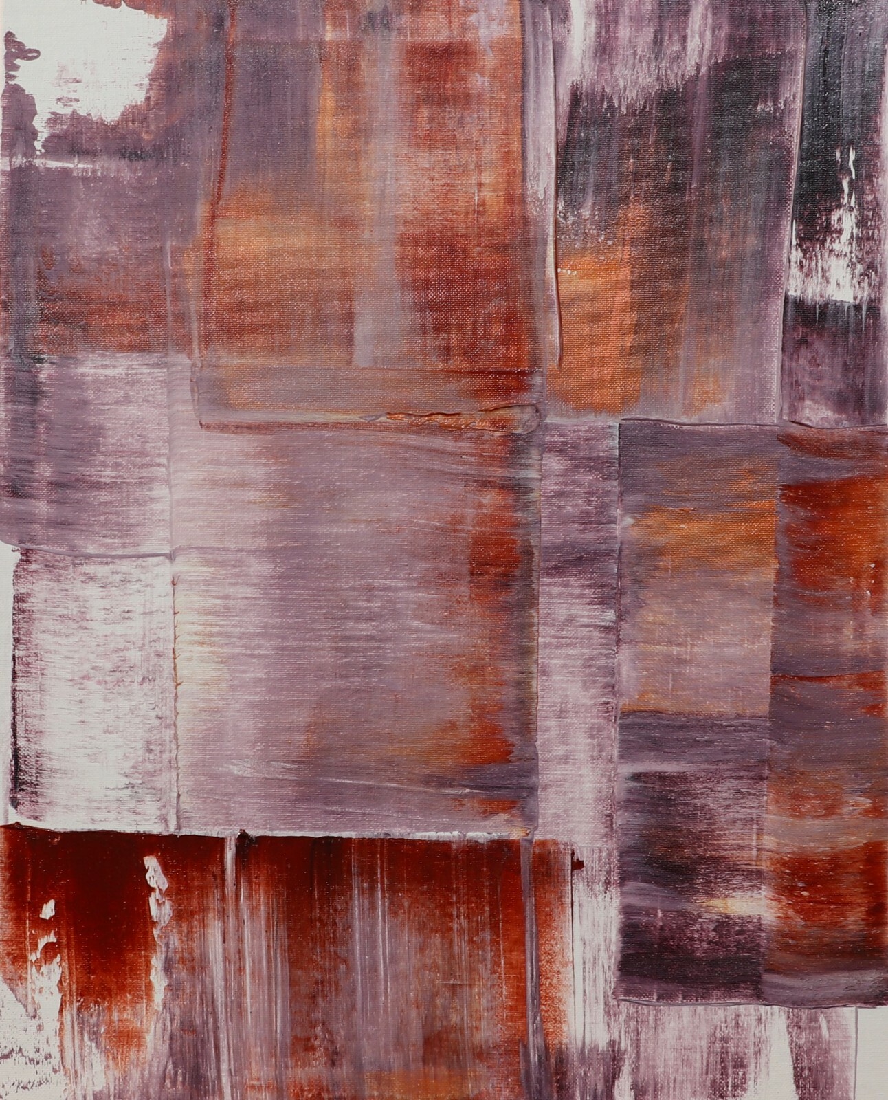 ShawNshawN Abstract Original Painting – 16×20 Medium Brown Copper Purple Art