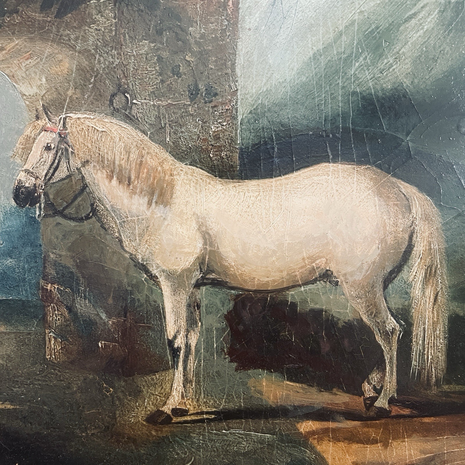 Antique 19th Century Oil Painting French School Equestrian Wood Frame~18”x 14”