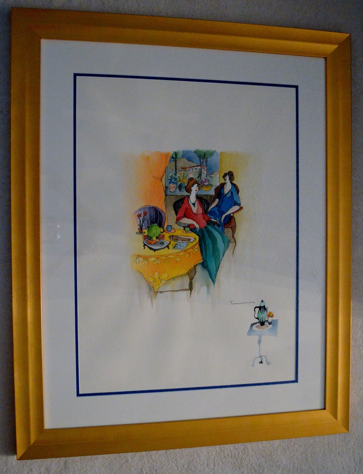 ITZCHAK TARKAY ORIGINAL WATERCOLOR SIGNED W/COA FRAMED LARGE 33X41 RARE AMAZING!