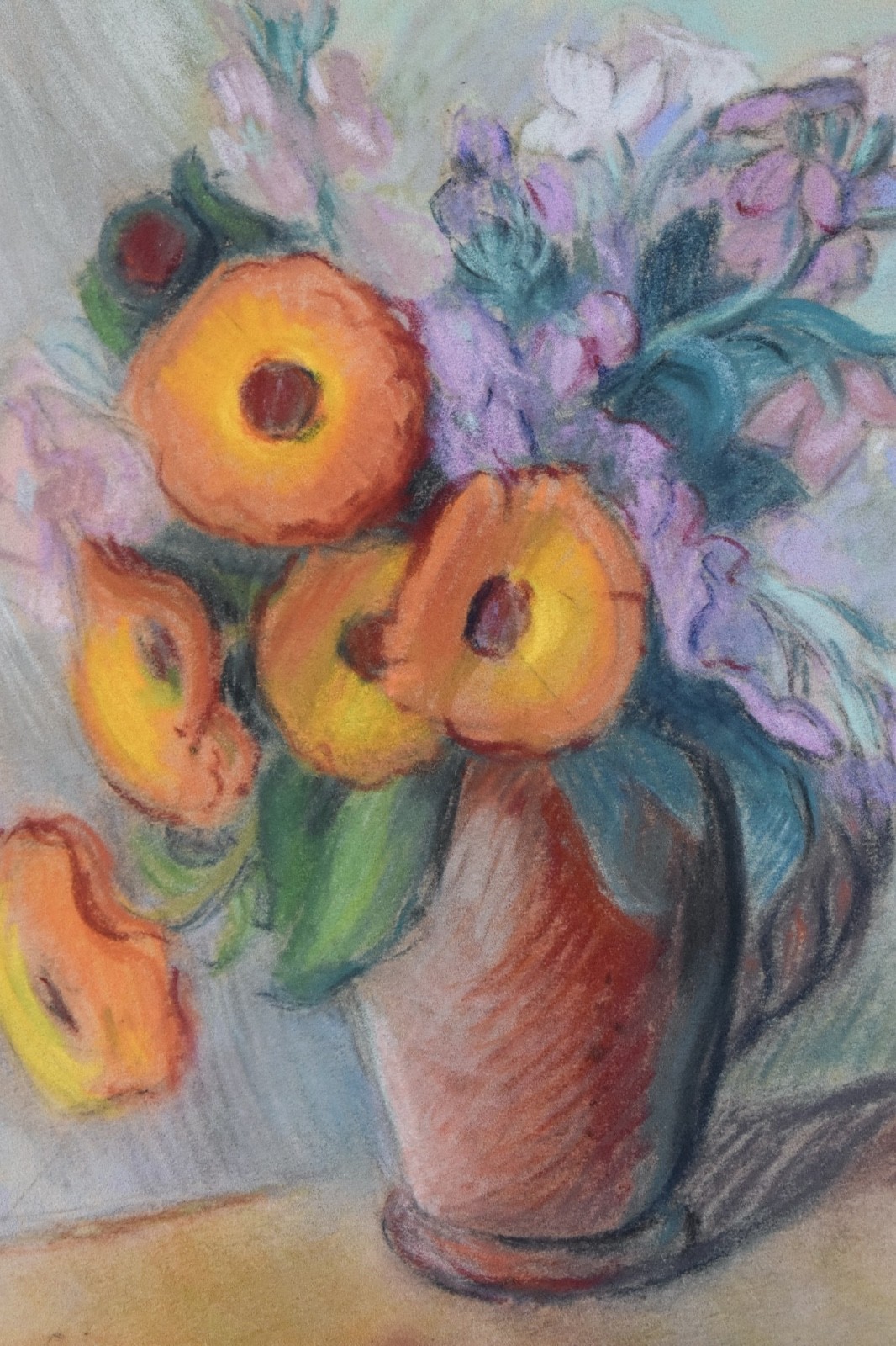 1950s French Pastel Floral Still Life Claire Demartinecourt Salon Independants
