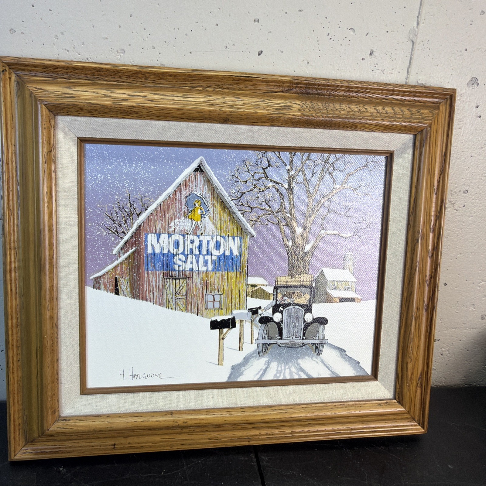 H. Hargrove Original Oil Serigraph Painting 12”x 14”Morton Salt Certifiedp