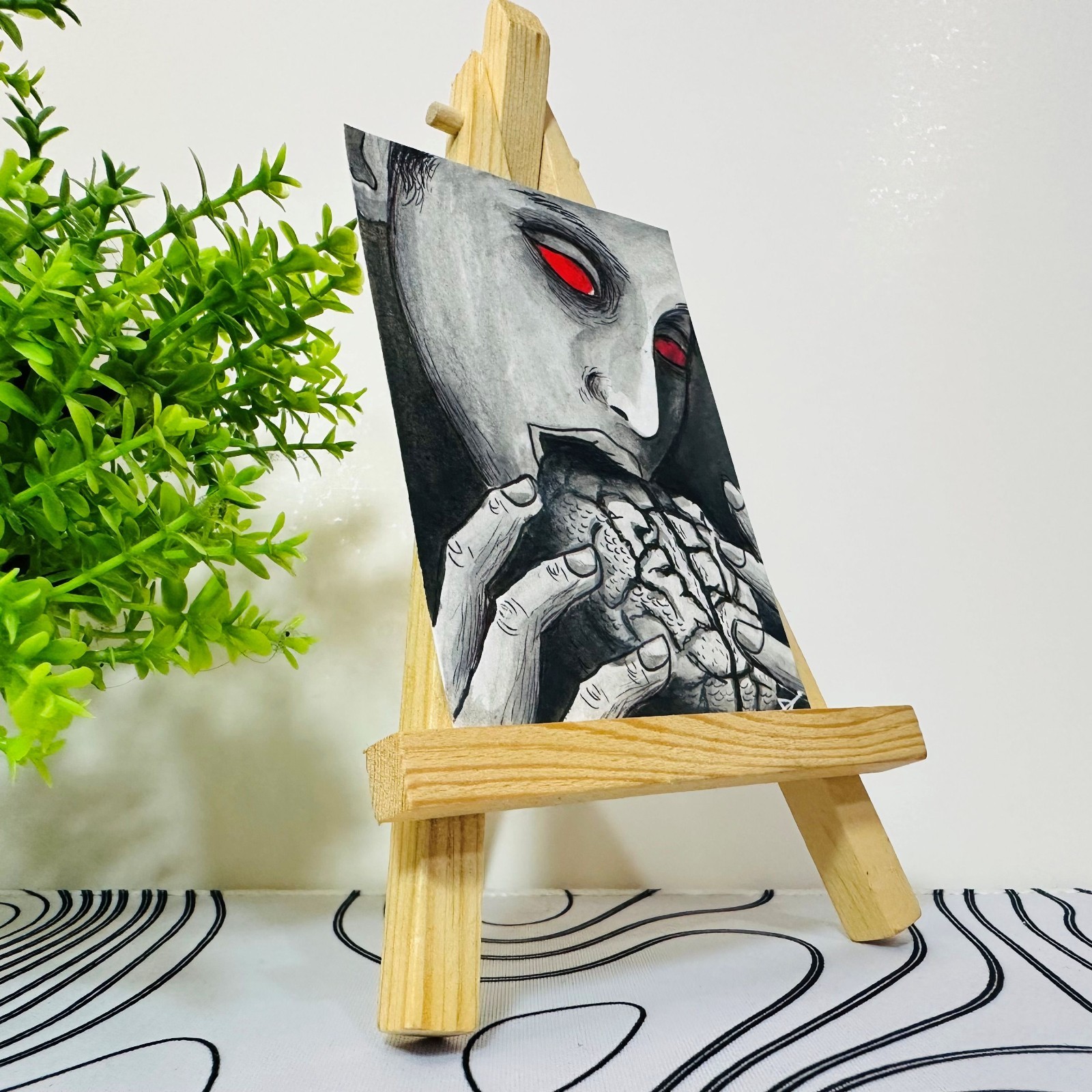 Brain Eater Dark ACEO Original Acrylic Painting Gothic Horror Human Portrait Art