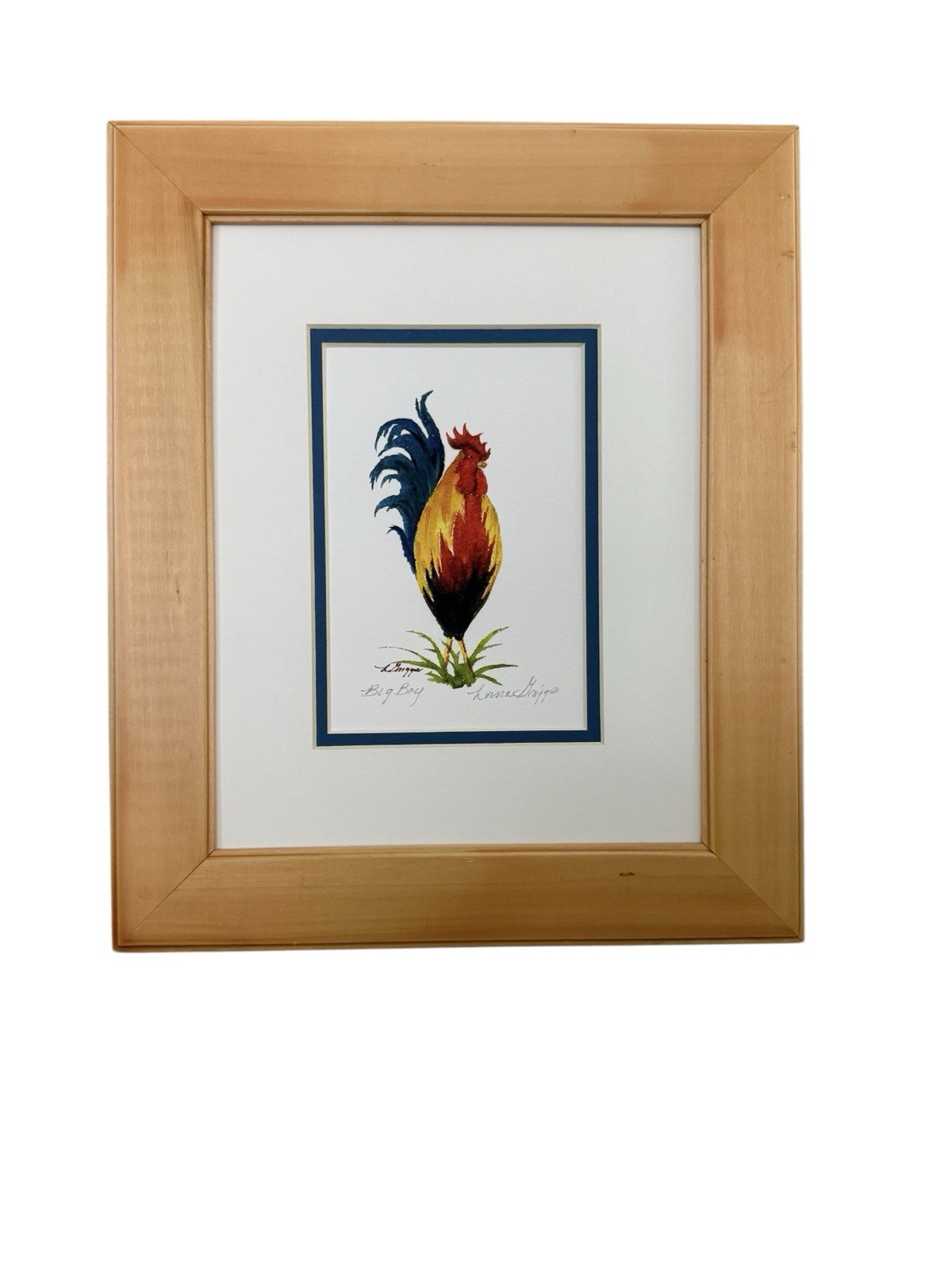 Signed Original Rooster Watercolor Framed – Tropical Island Gallery Art