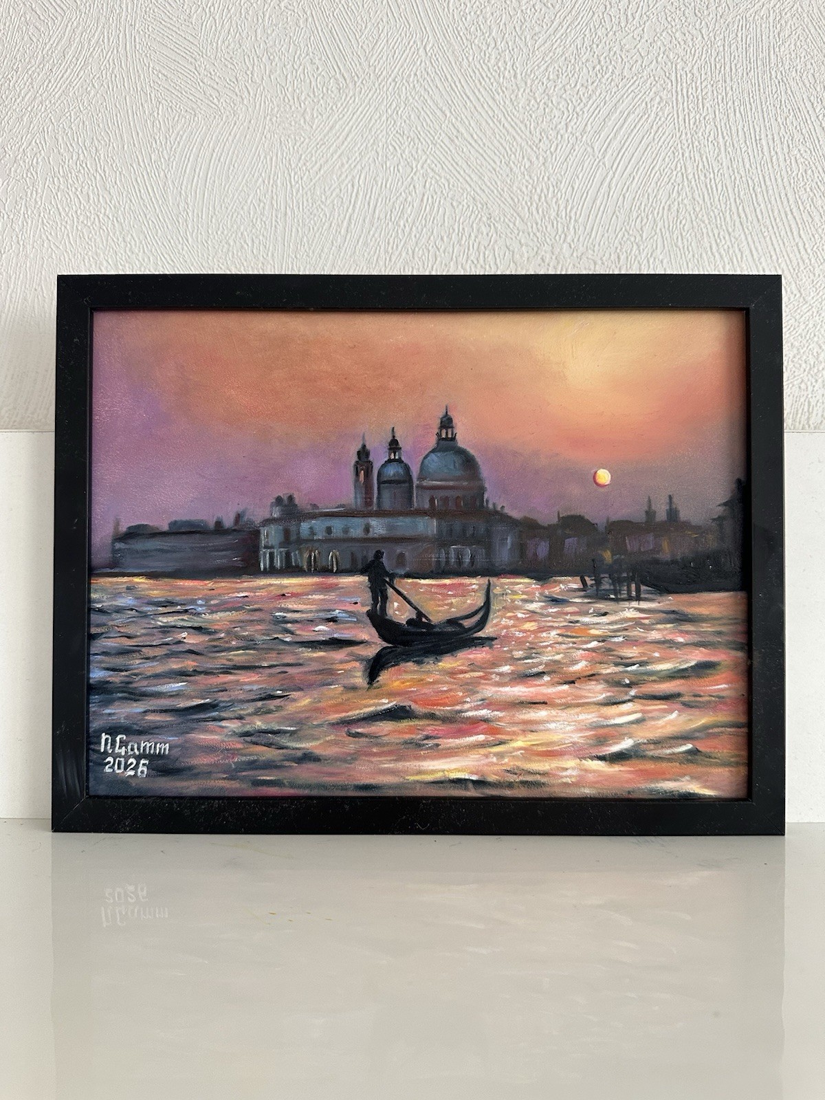 original oil painting Venice Sunset Grand Canal Gondola Wall Art Gift Seascape